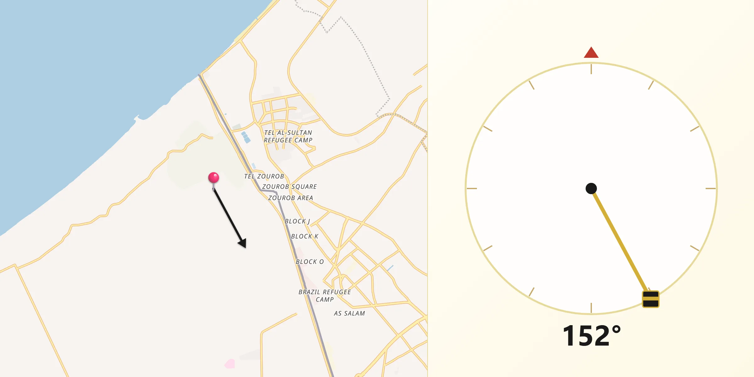 اتجاه القبلة من رفح