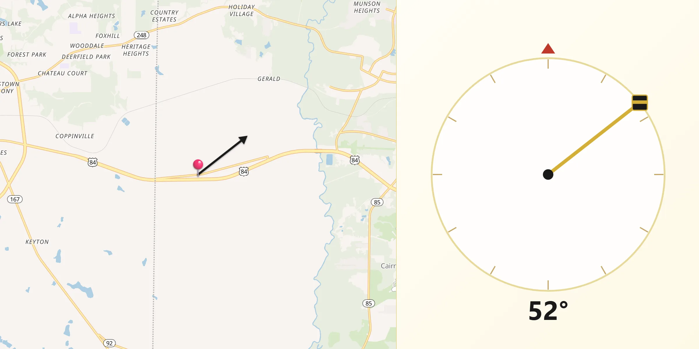 Qibla Direction from Level Plains