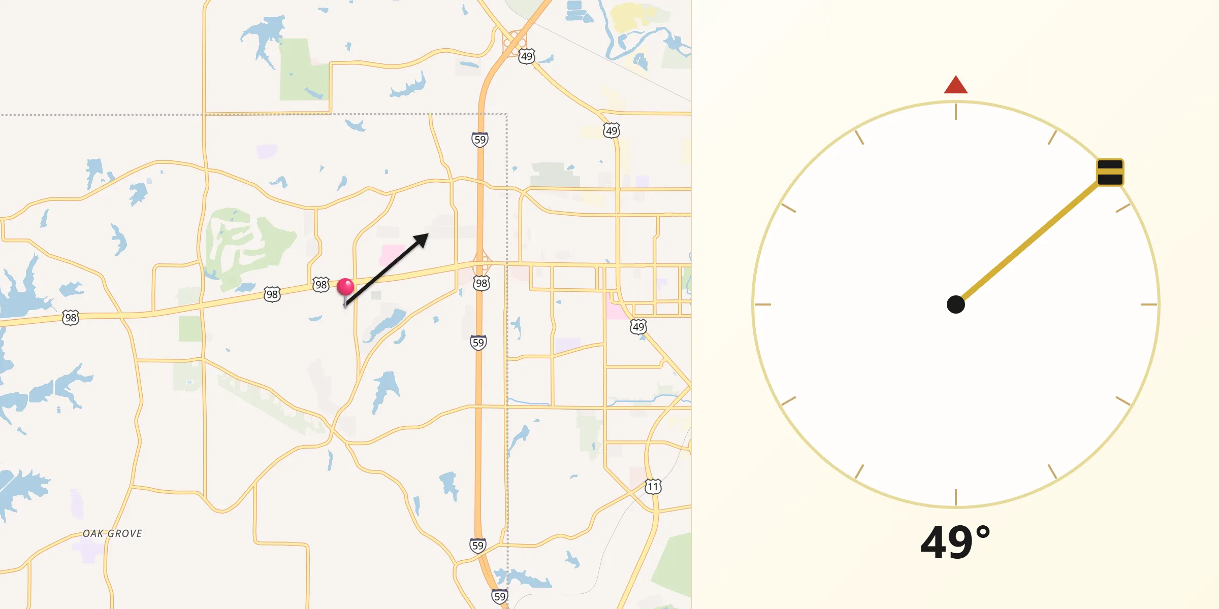 Qibla Direction from West Hattiesburg