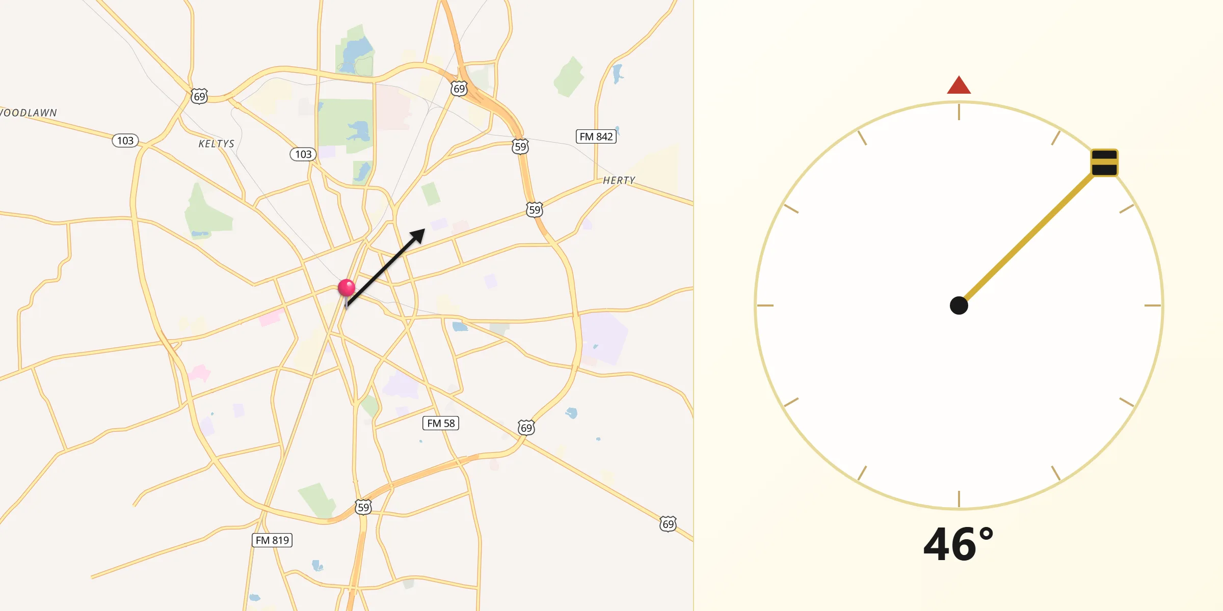 Qibla Direction from Lufkin