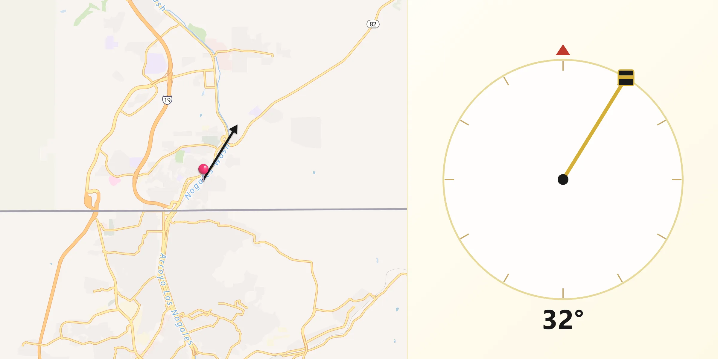 Qibla Direction from Nogales