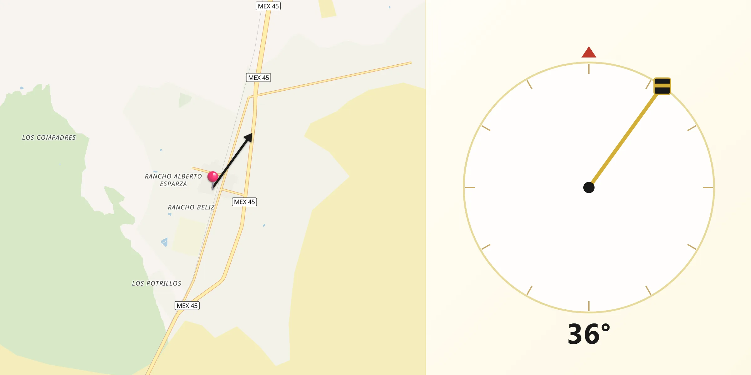 Dirección de la Qibla desde Samalayuca
