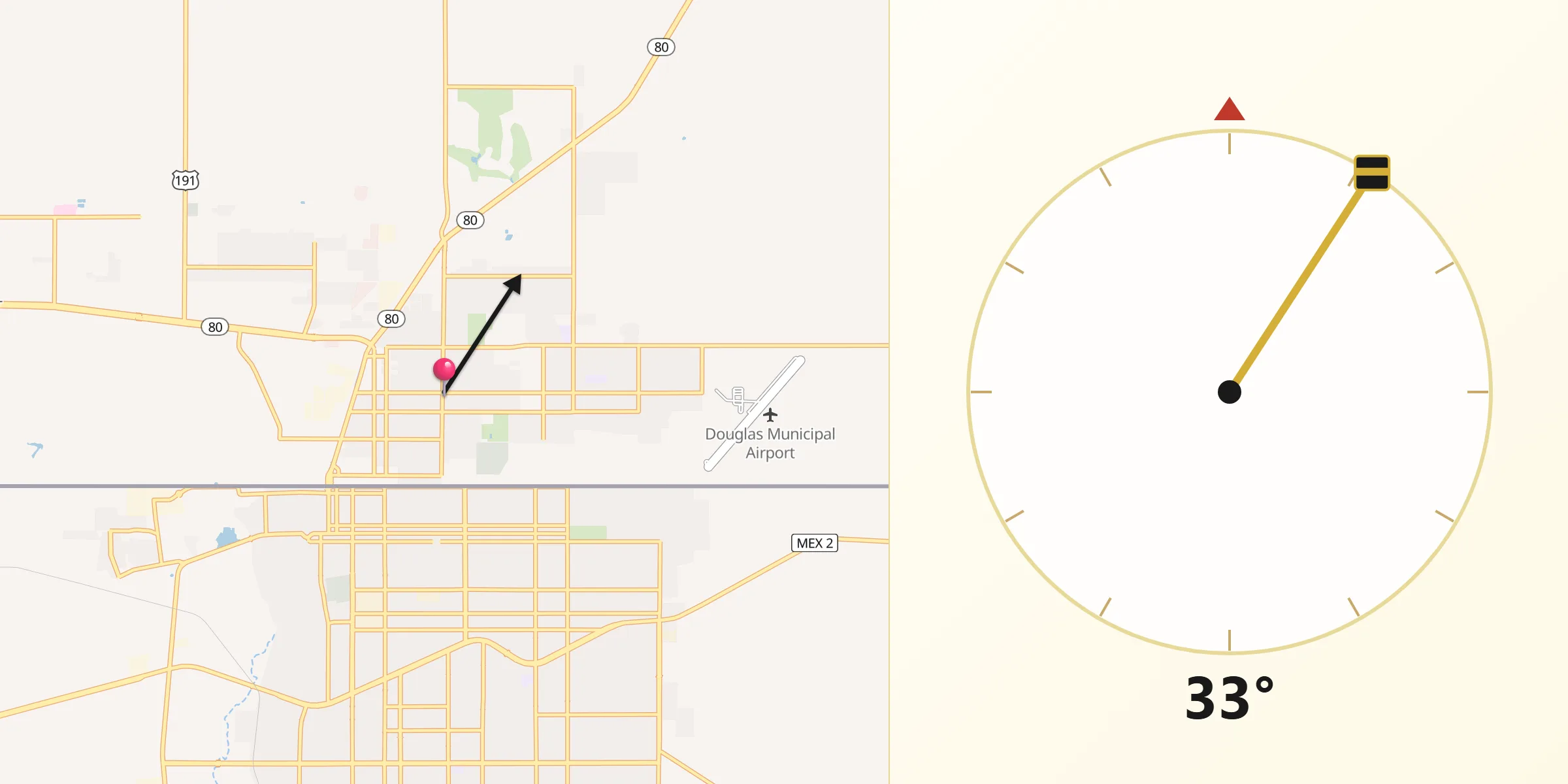 Qibla Direction from Douglas