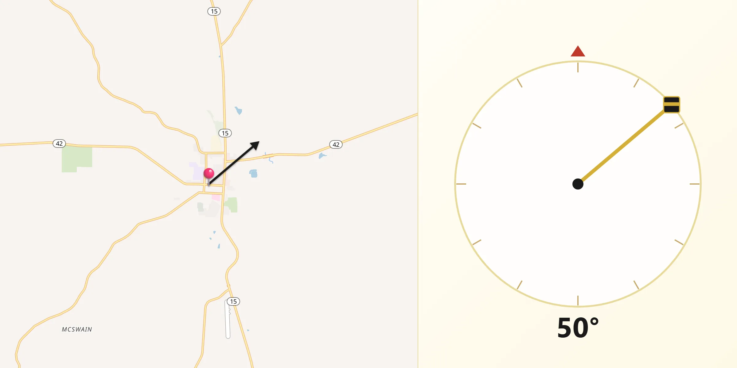 Qibla Direction from Richton
