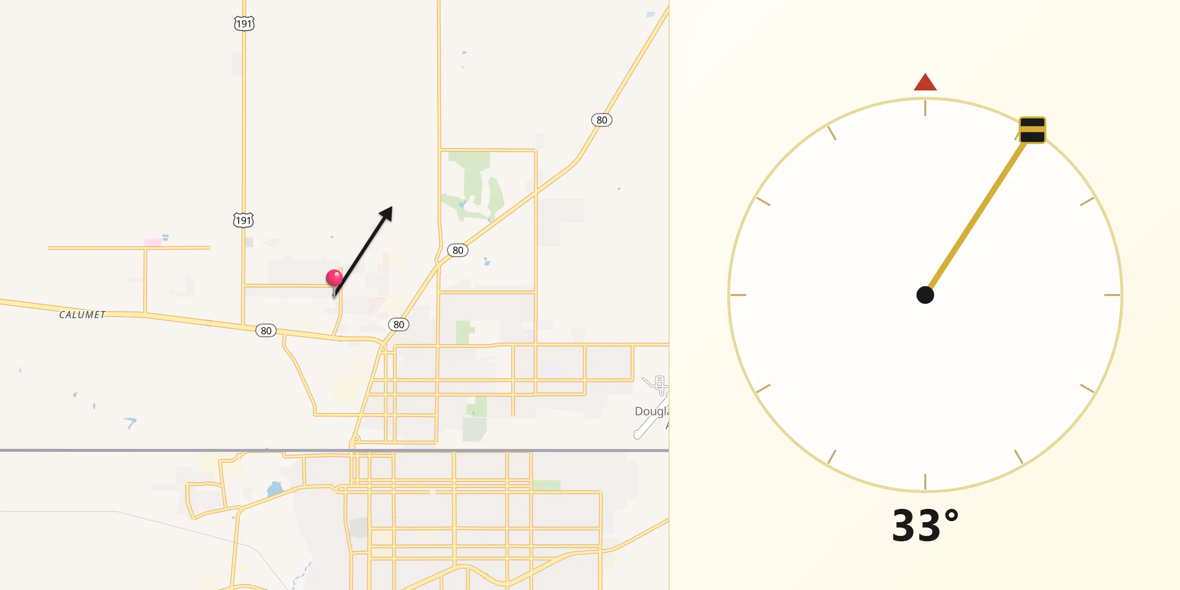 Qibla Direction from Pirtleville