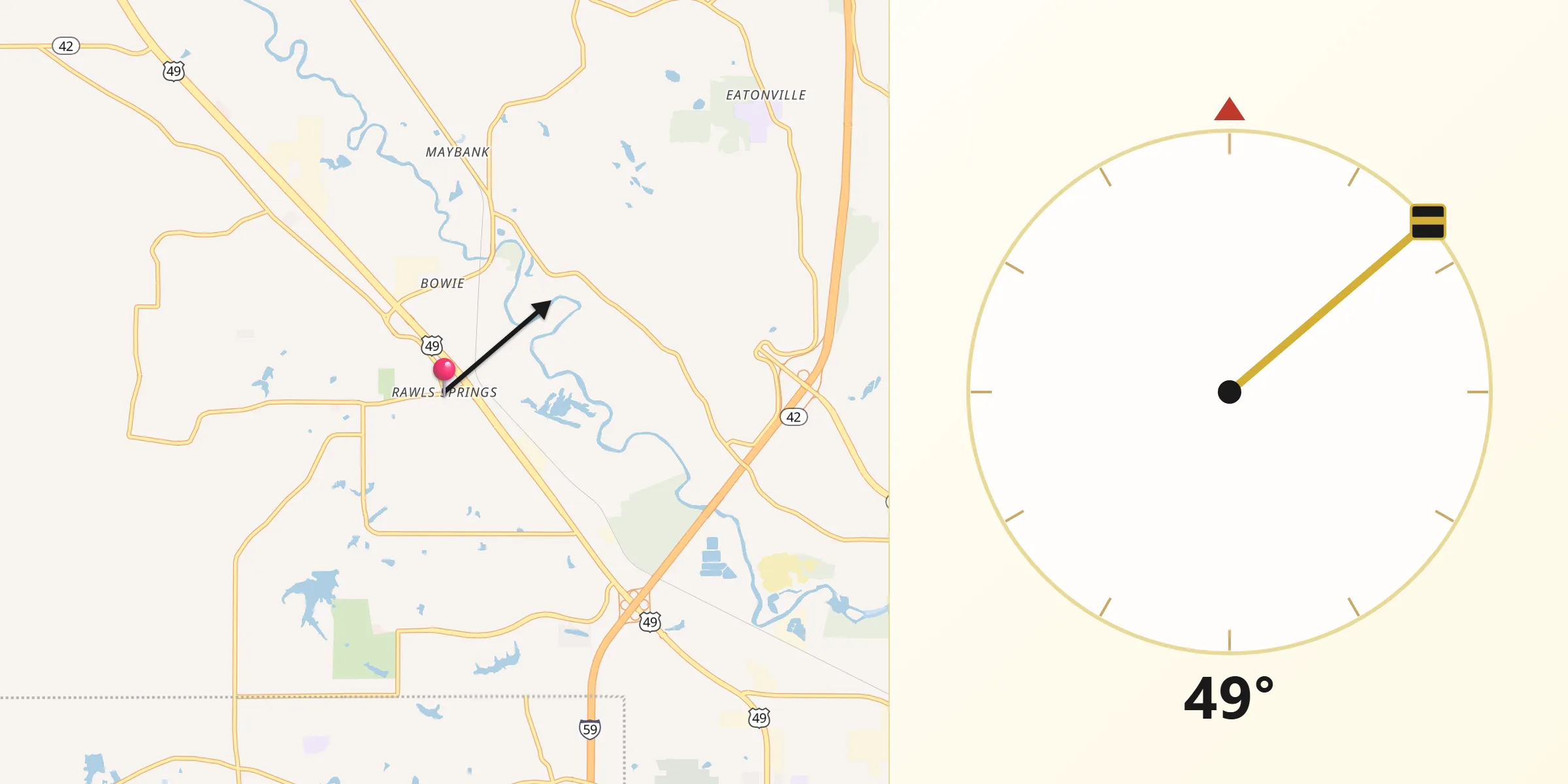 Qibla Direction from Rawls Springs