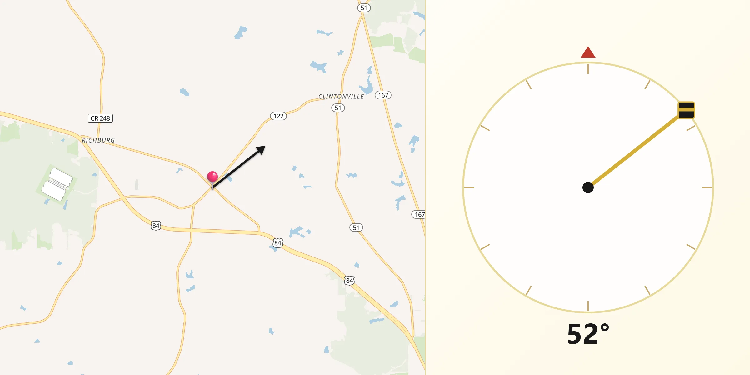 Qibla Direction from New Brockton