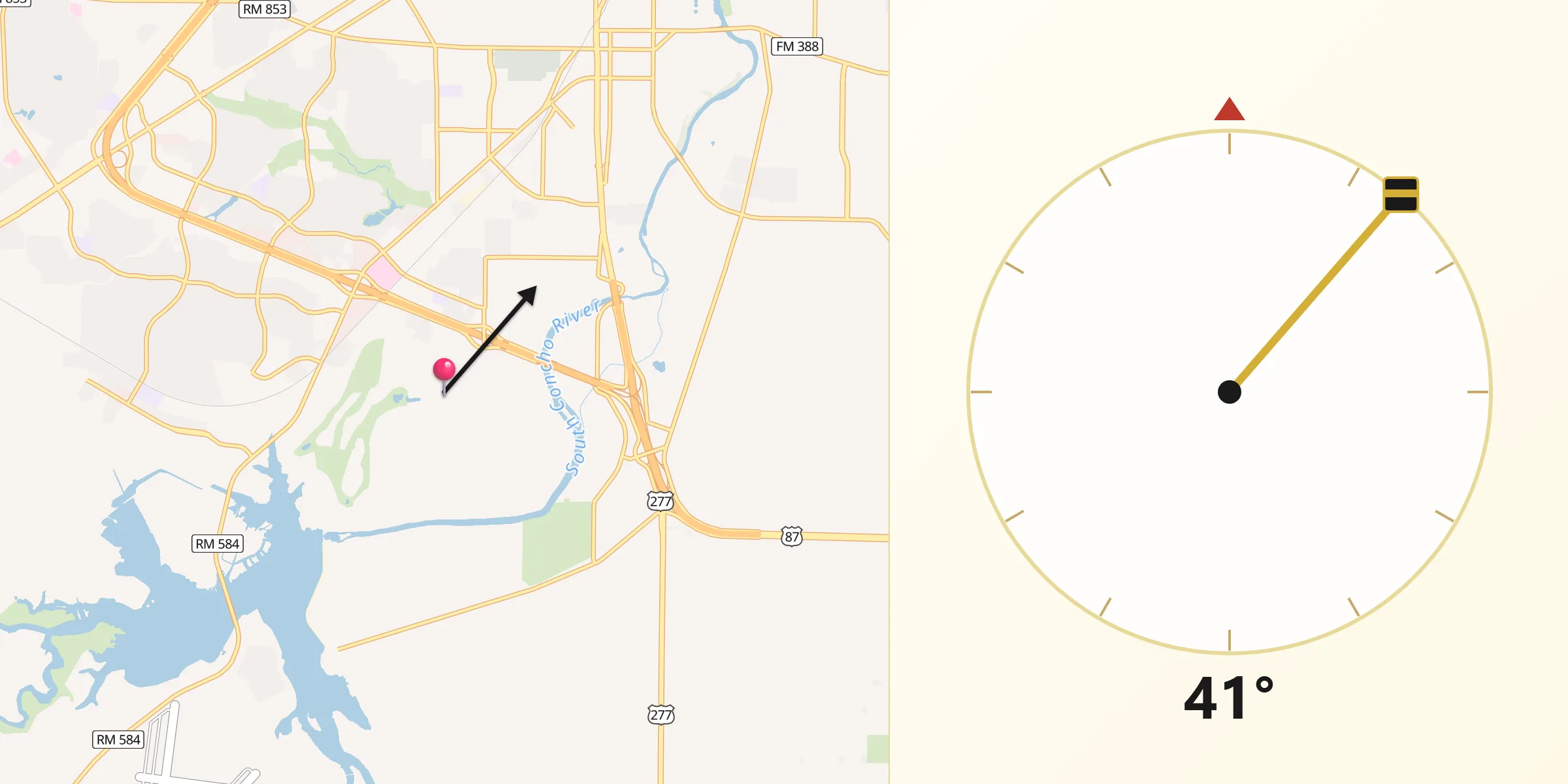 Qibla Direction from Tom Green