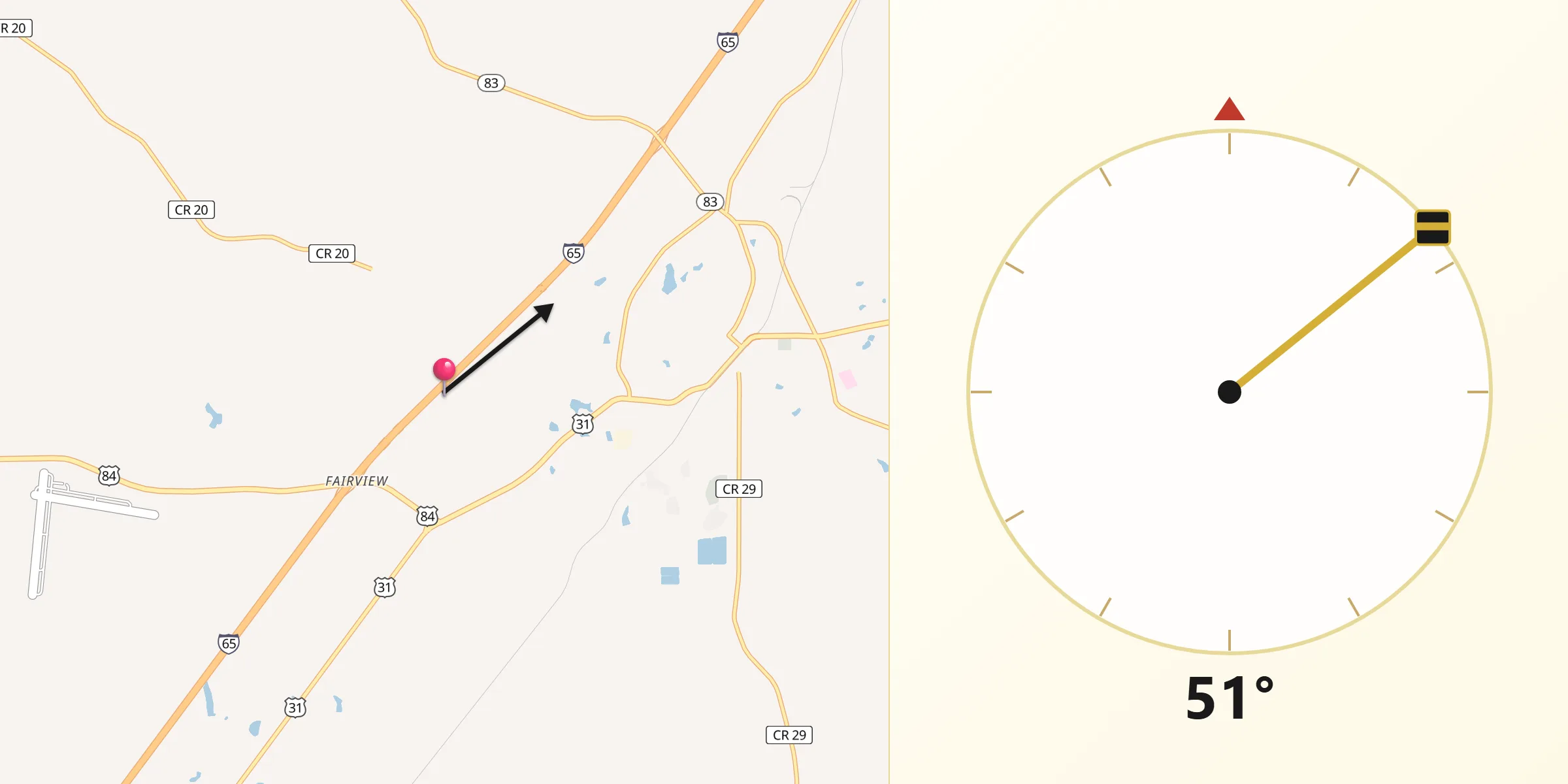 Qibla Direction from Conecuh