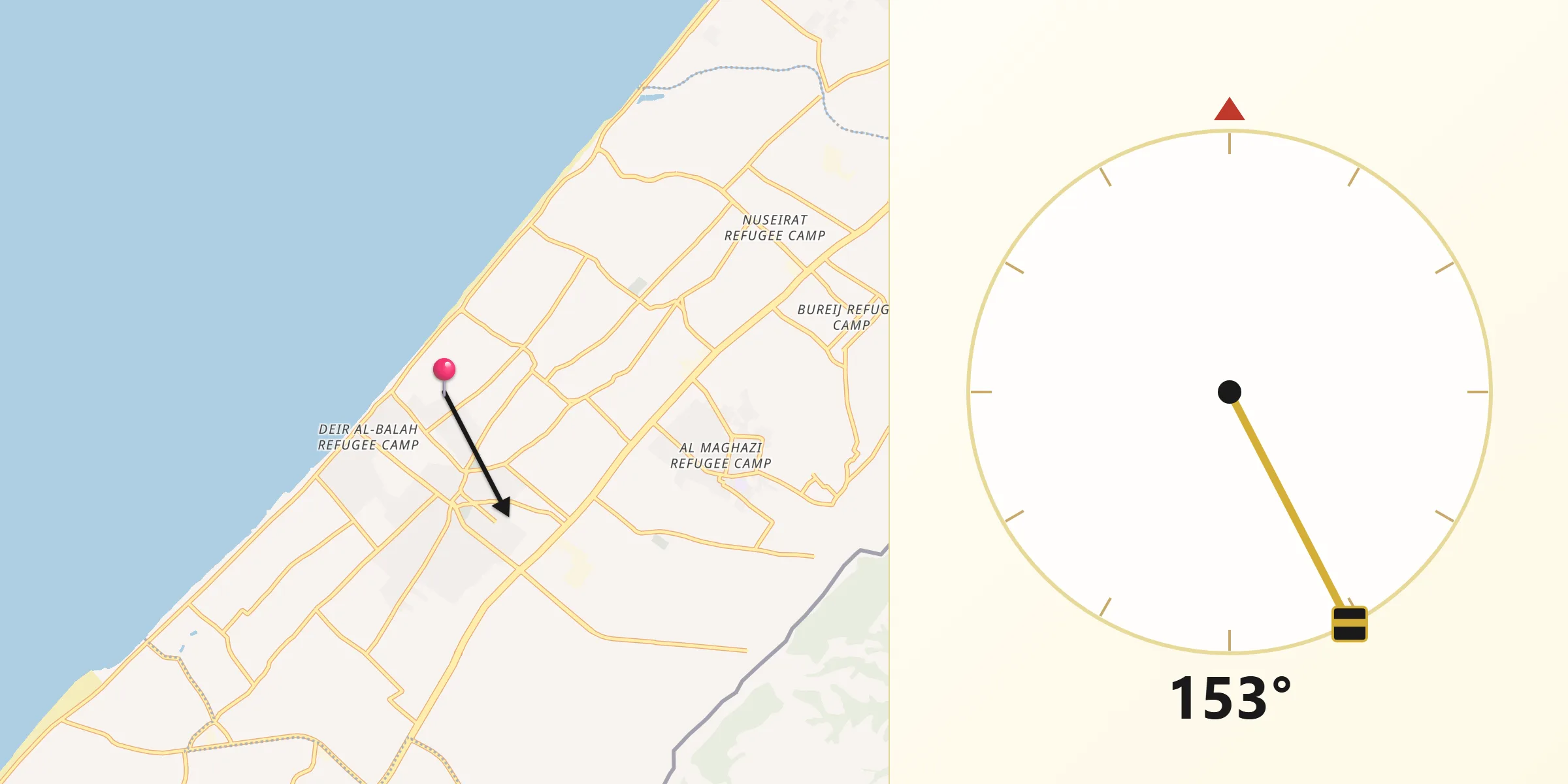اتجاه القبلة من الزوايدة