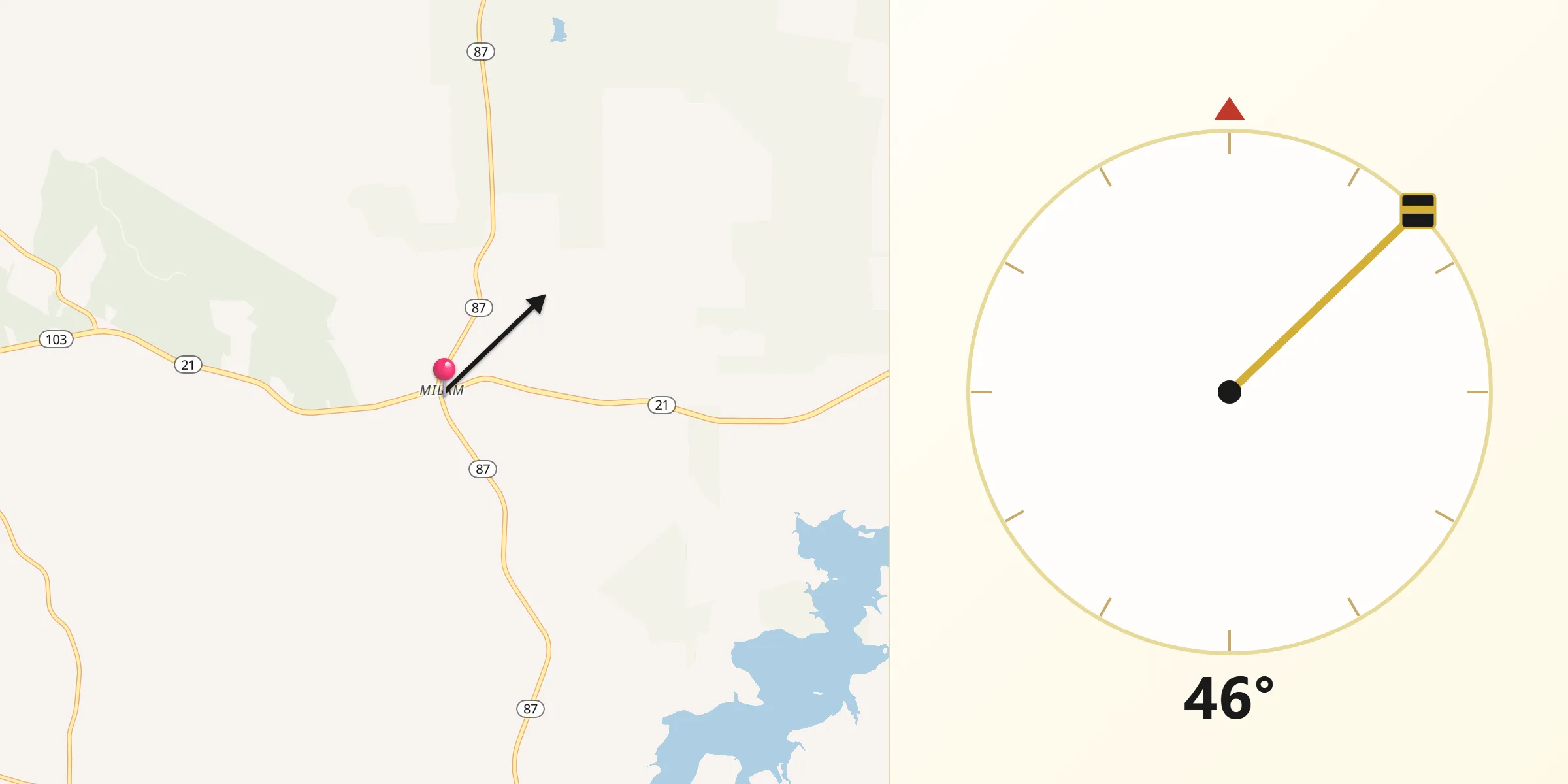 Qibla Direction from Milam