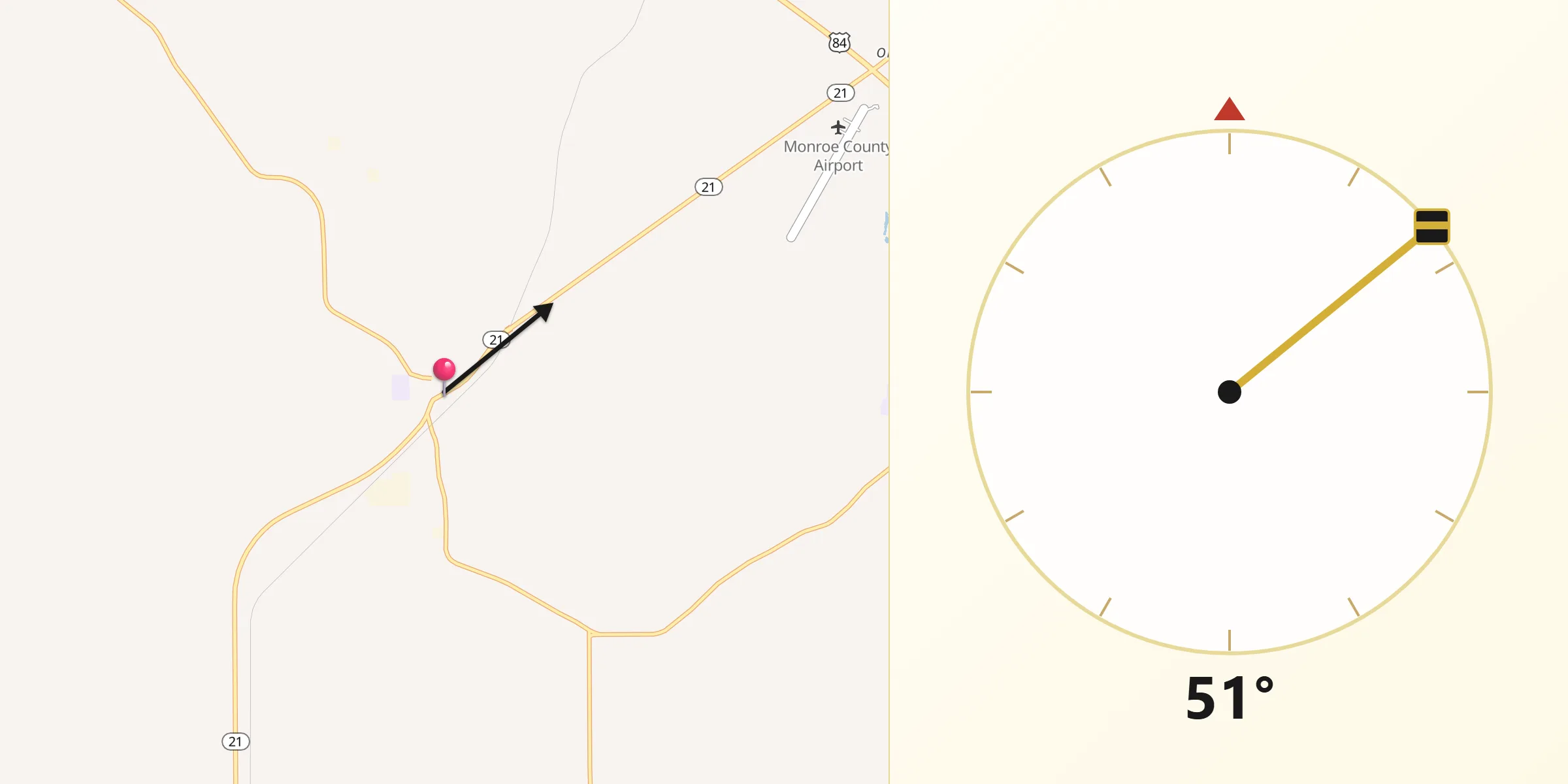Qibla Direction from Frisco City