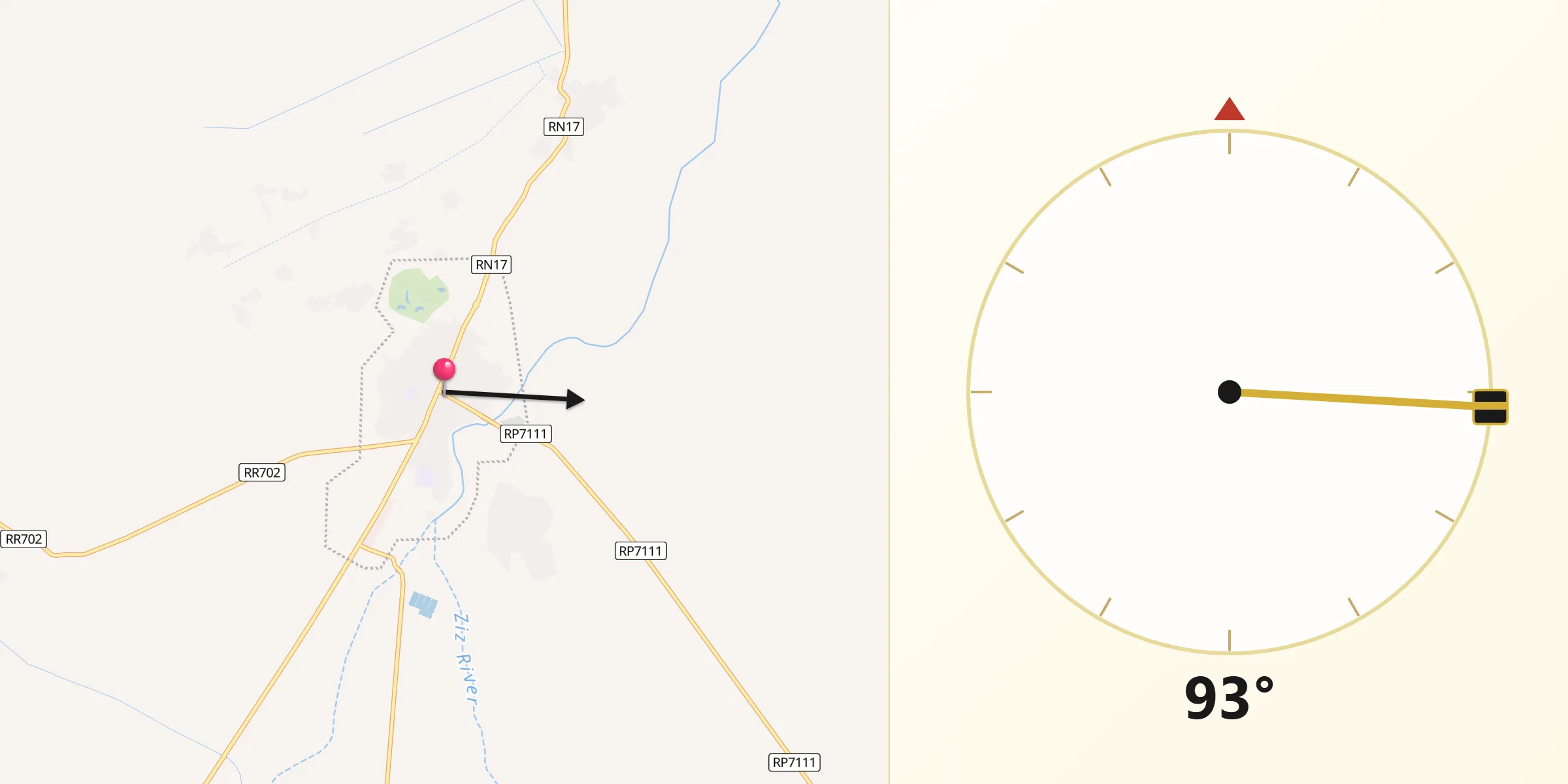 Direction vers la Qibla depuis Arfoud
