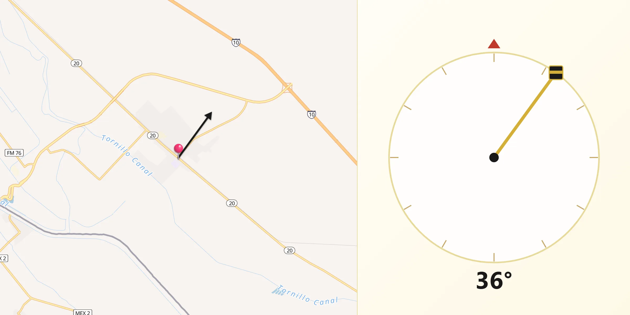 Qibla Direction from Tornillo
