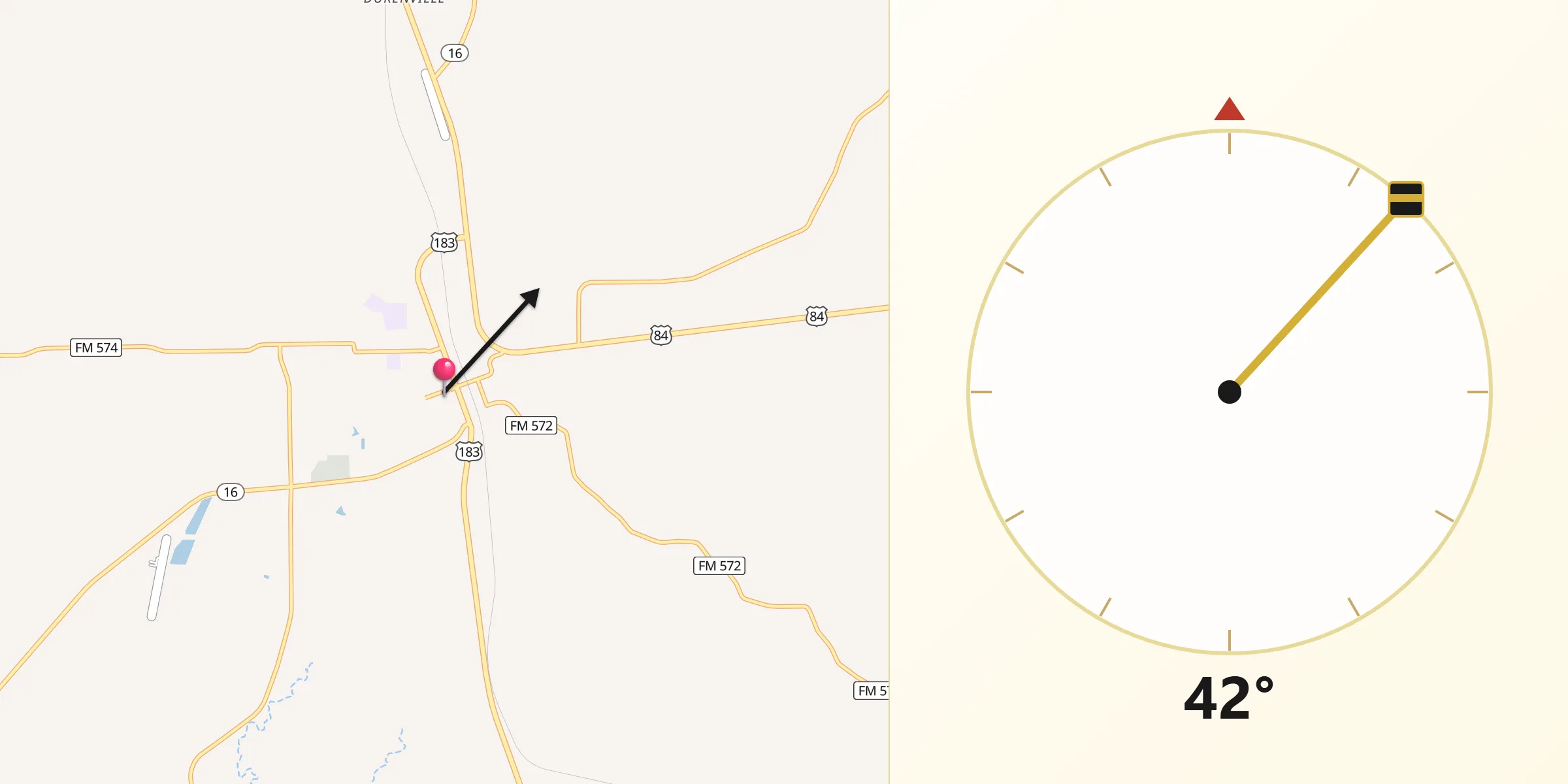 Qibla Direction from Goldthwaite