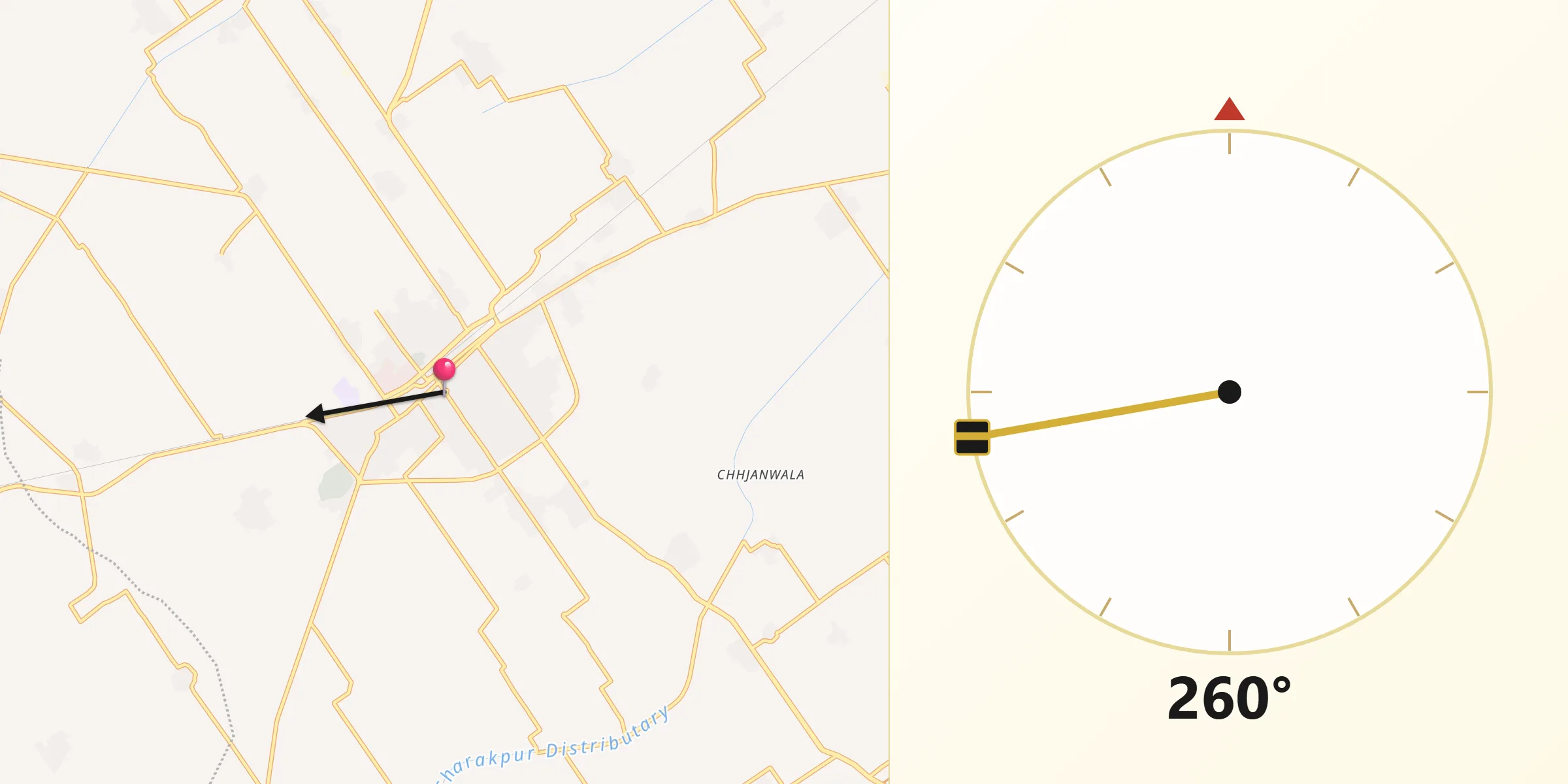 Qibla Direction from Nankana Sahib