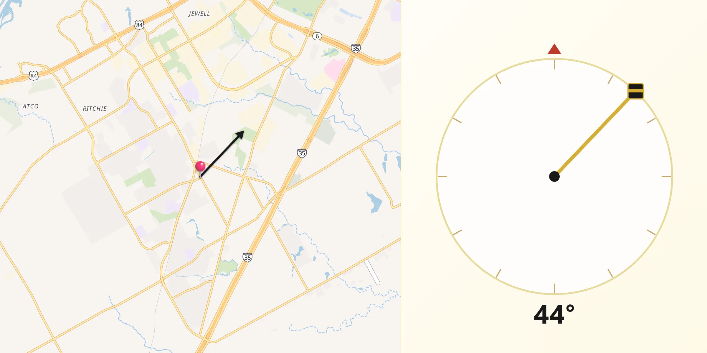Qibla Direction from Hewitt