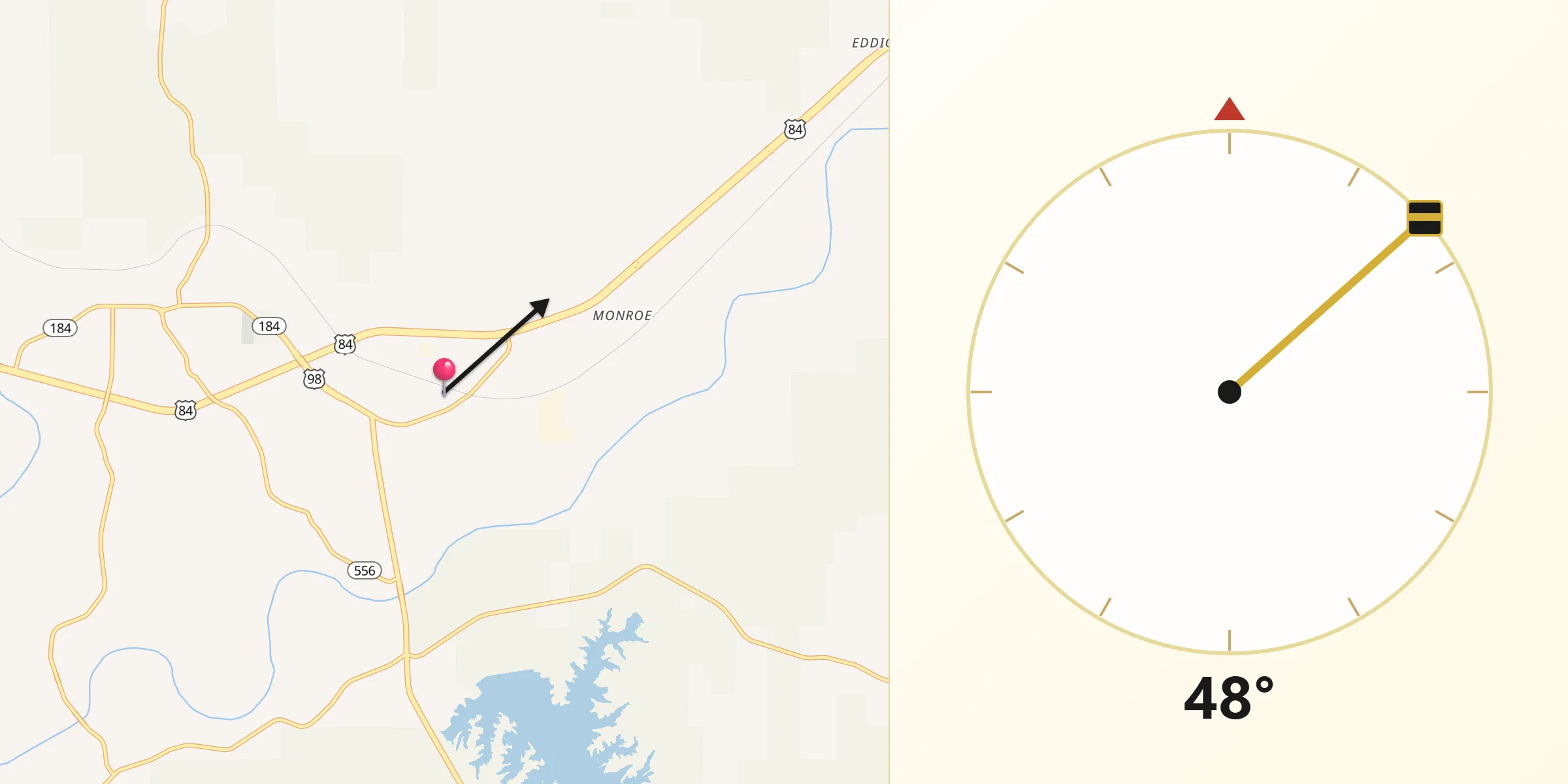 Qibla Direction from Bude