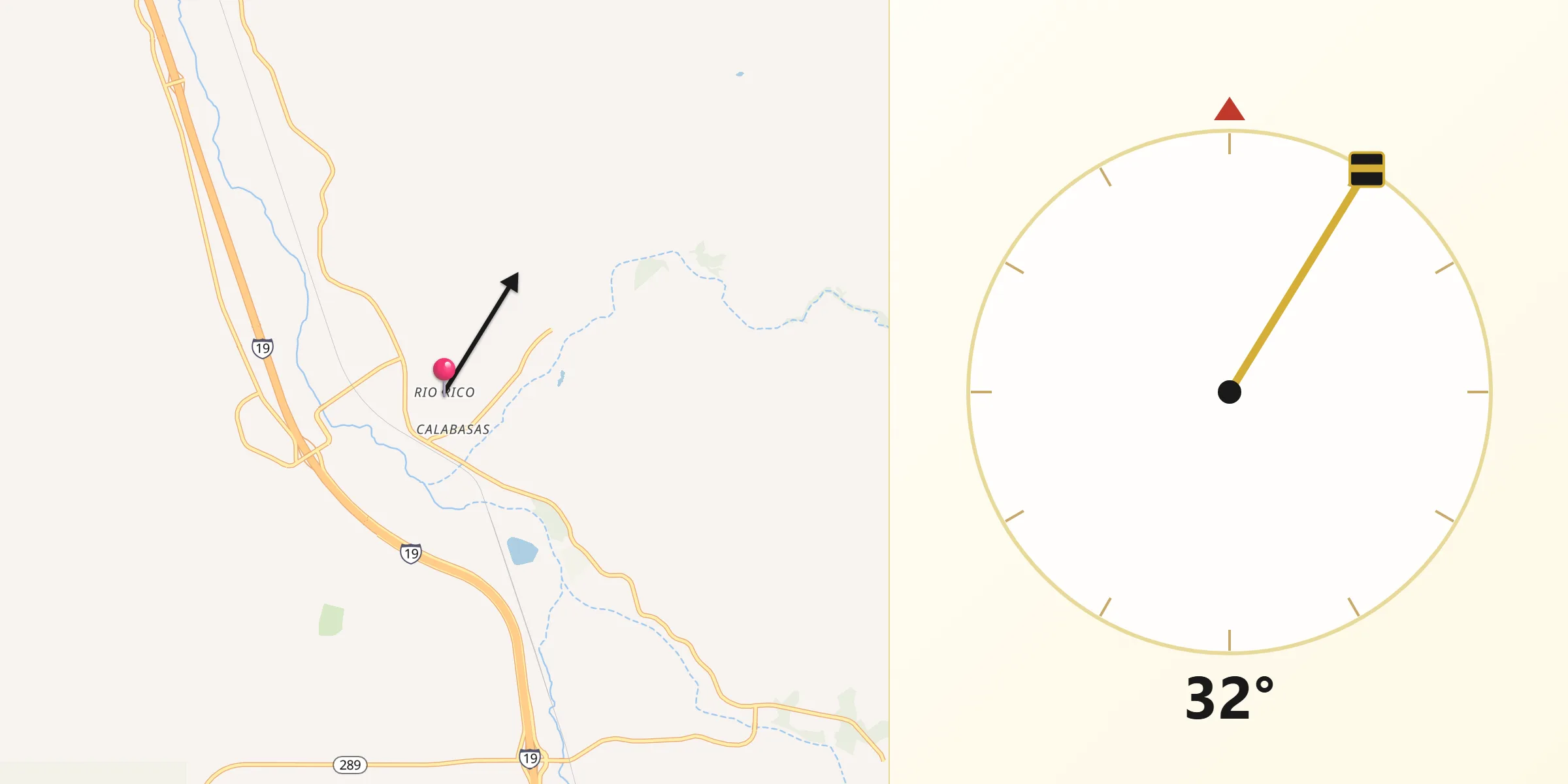 Qibla Direction from Rio Rico