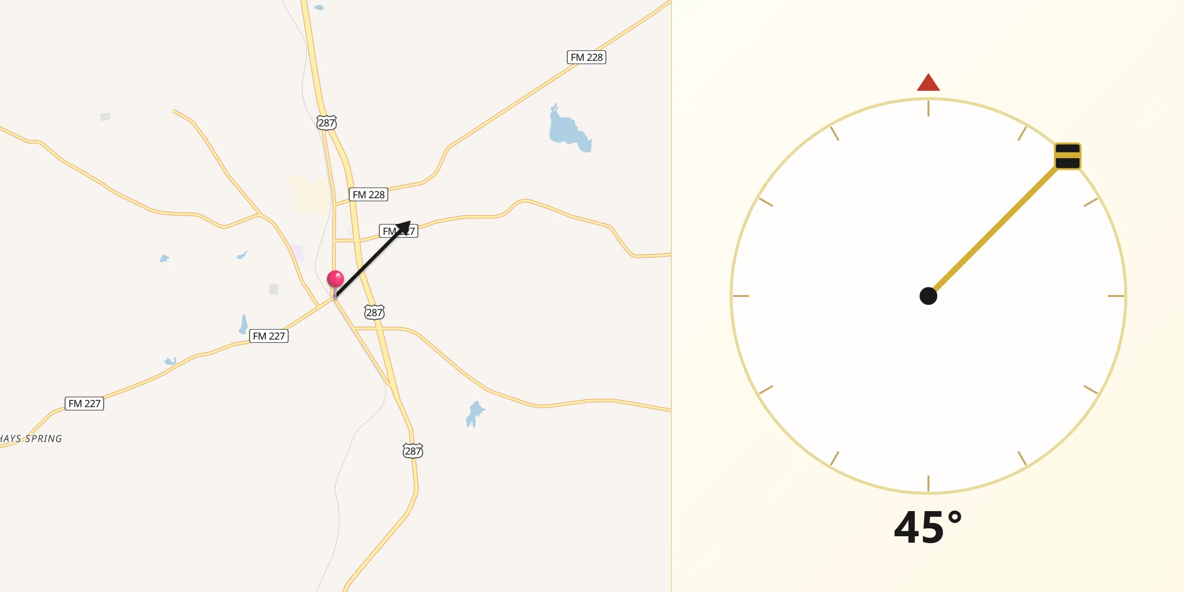 Qibla Direction from Grapeland