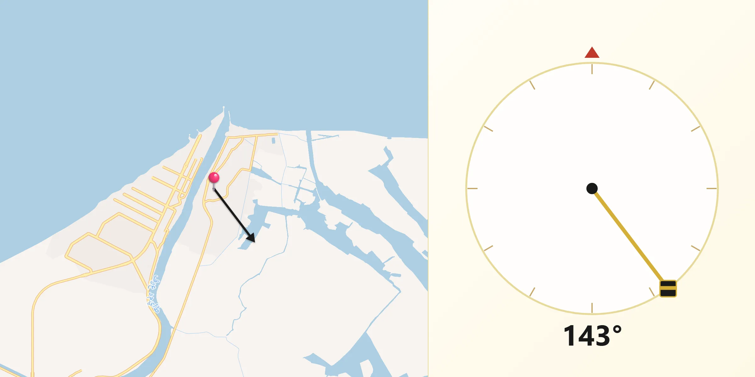 اتجاه القبلة من عزبة البرج