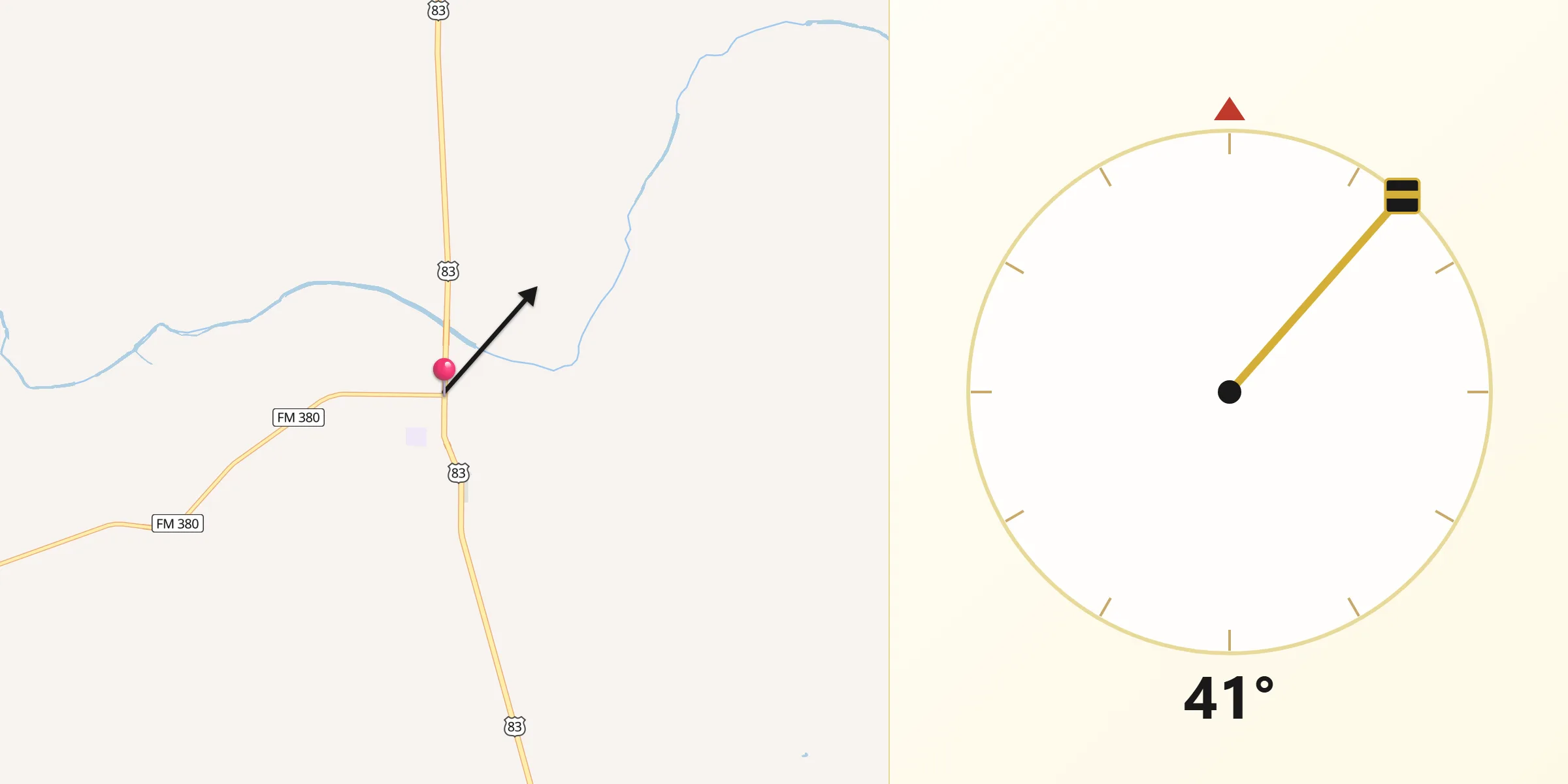 Qibla Direction from Paint Rock
