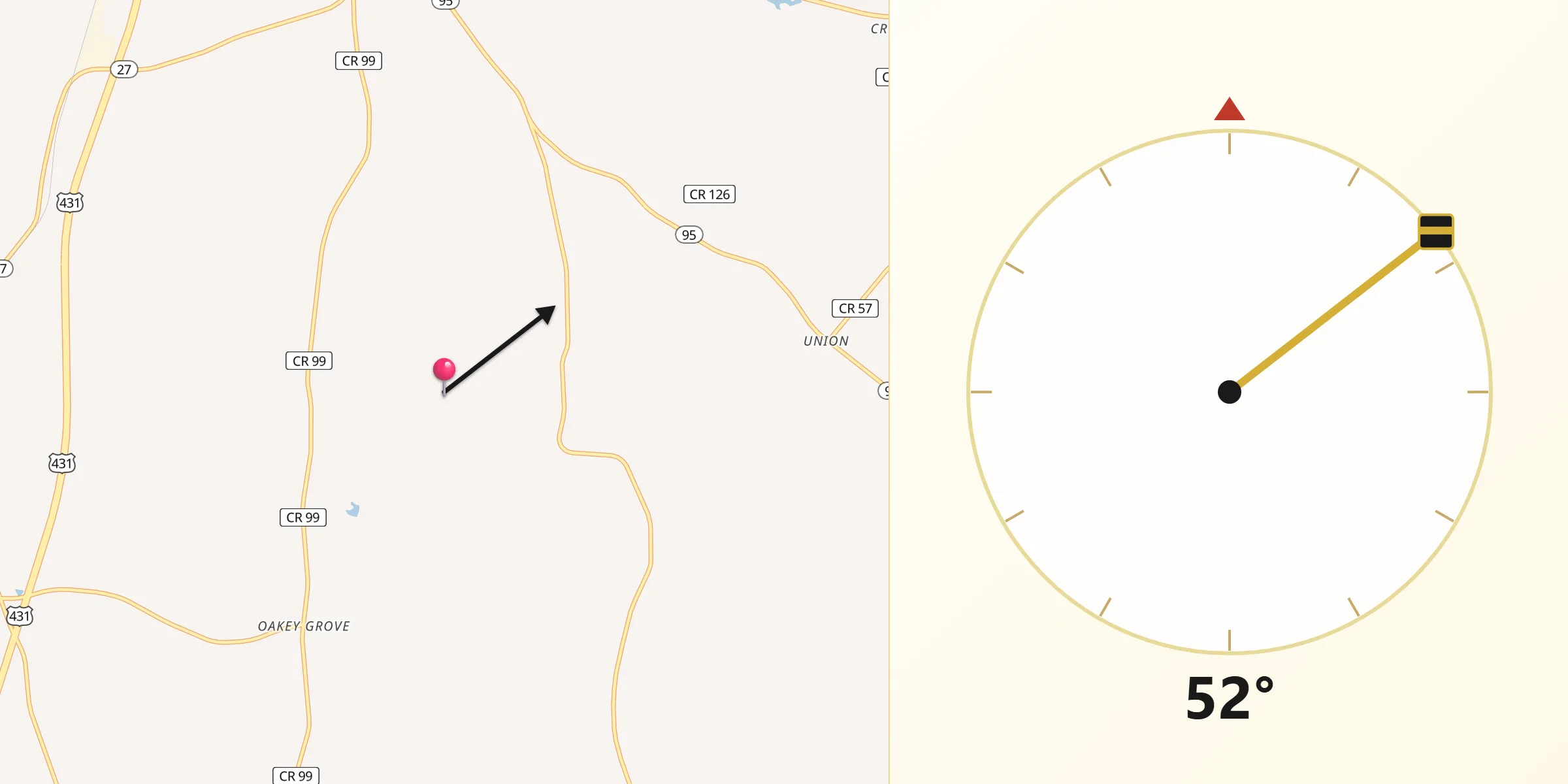 Qibla Direction from Henry County