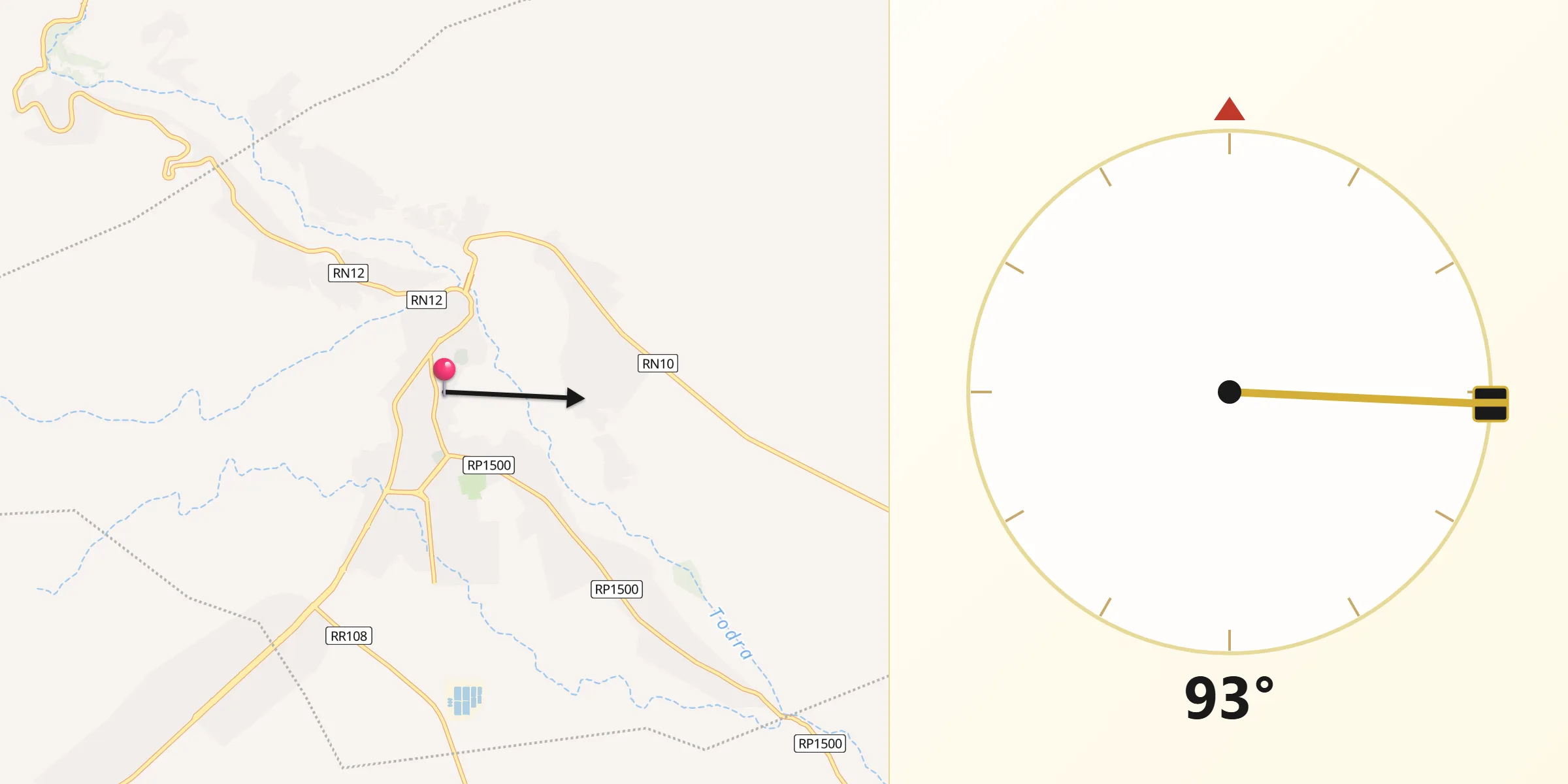 Direction vers la Qibla depuis Tinghir