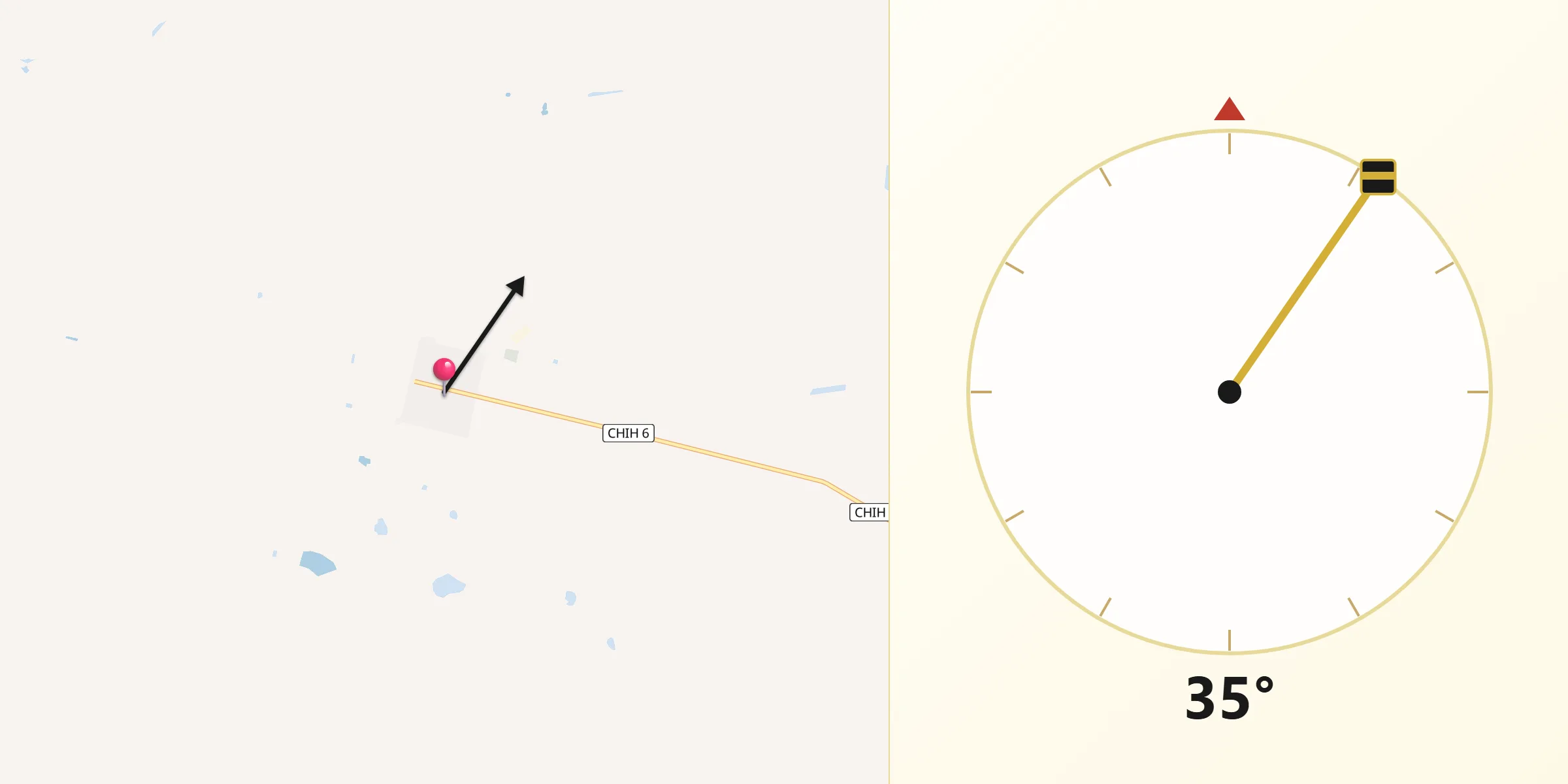 Dirección de la Qibla desde Ciudad Guadalupe Victoria