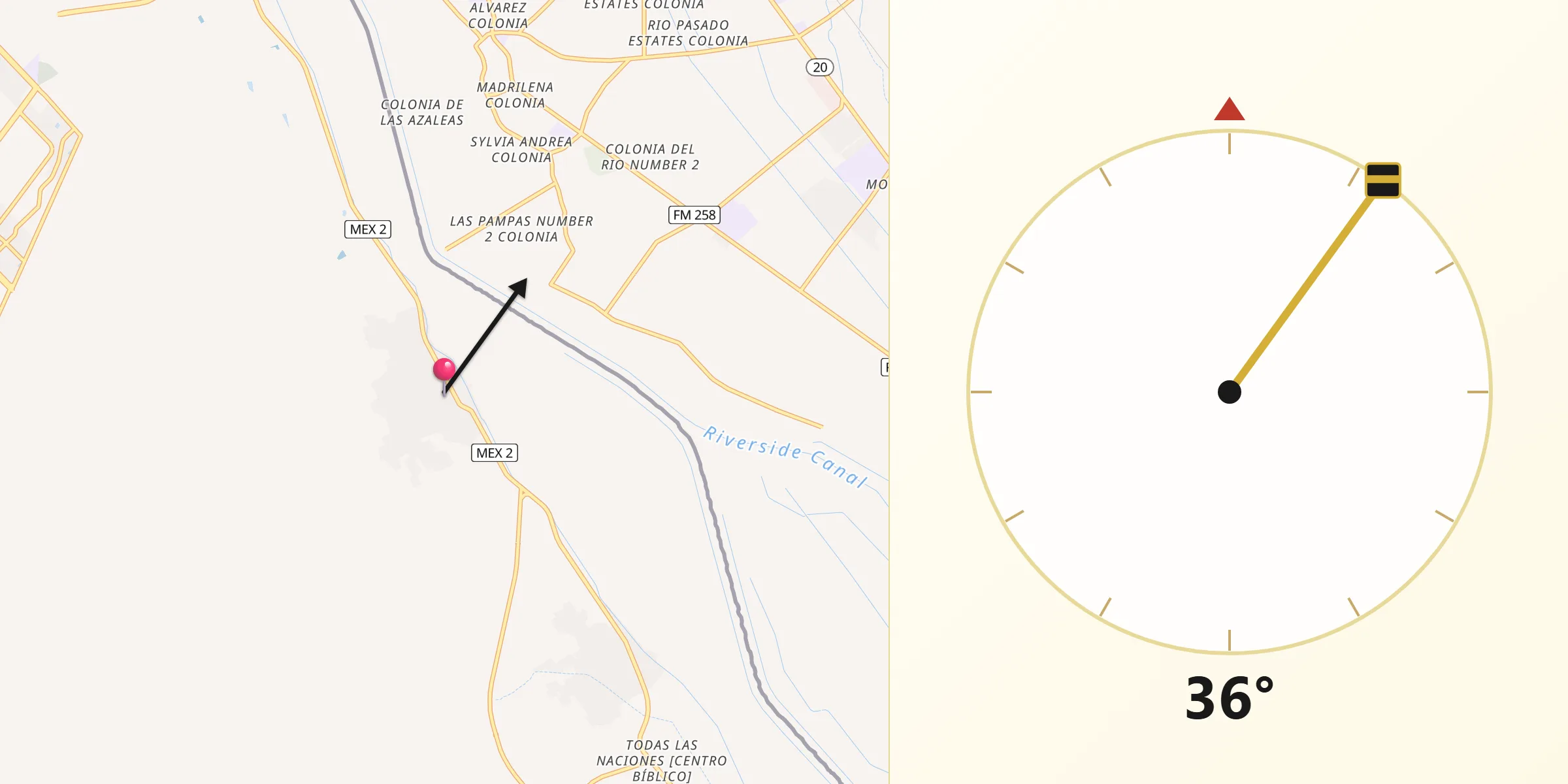 Dirección de la Qibla desde San Isidro