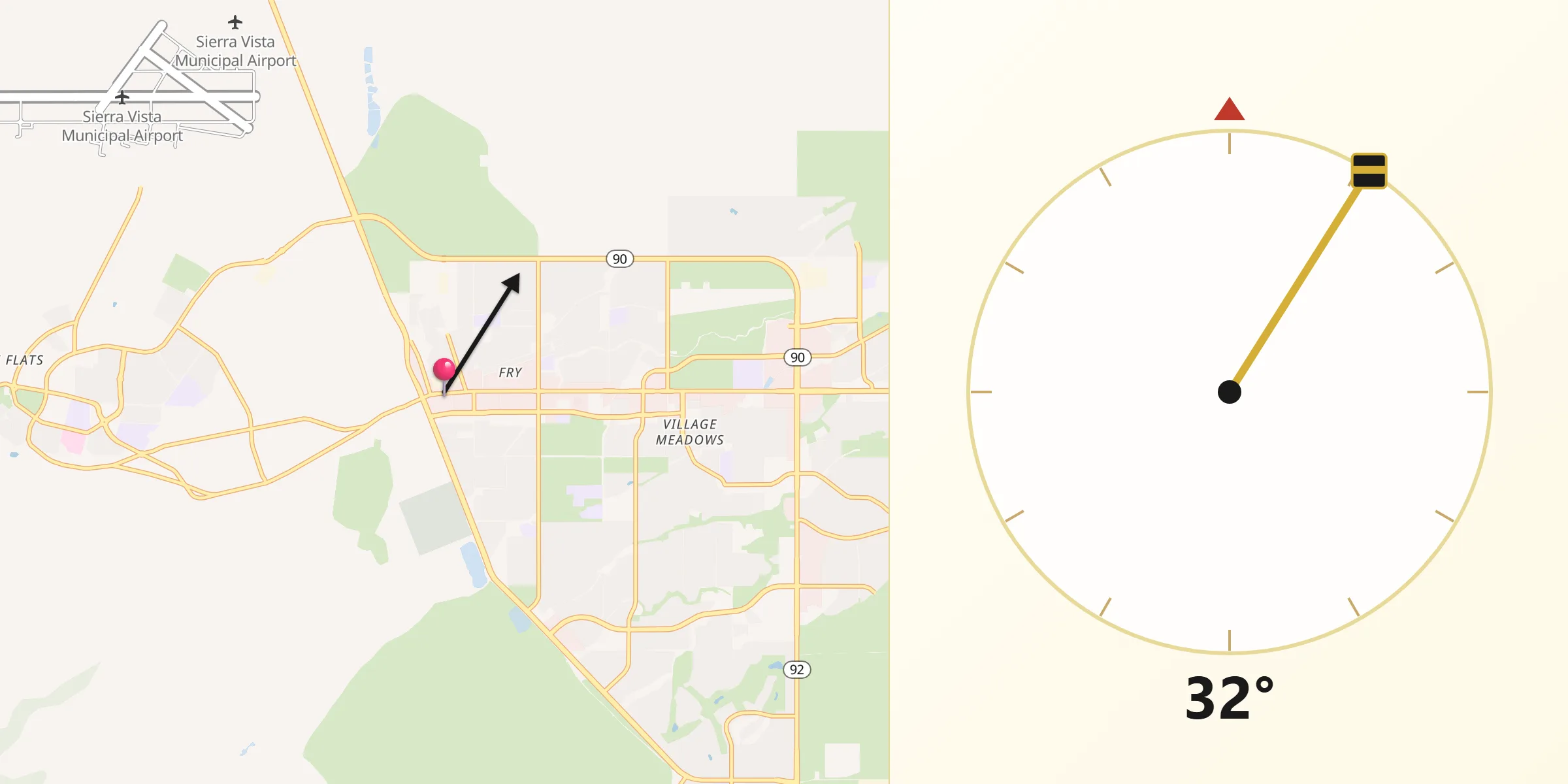 Qibla Direction from Sierra Vista
