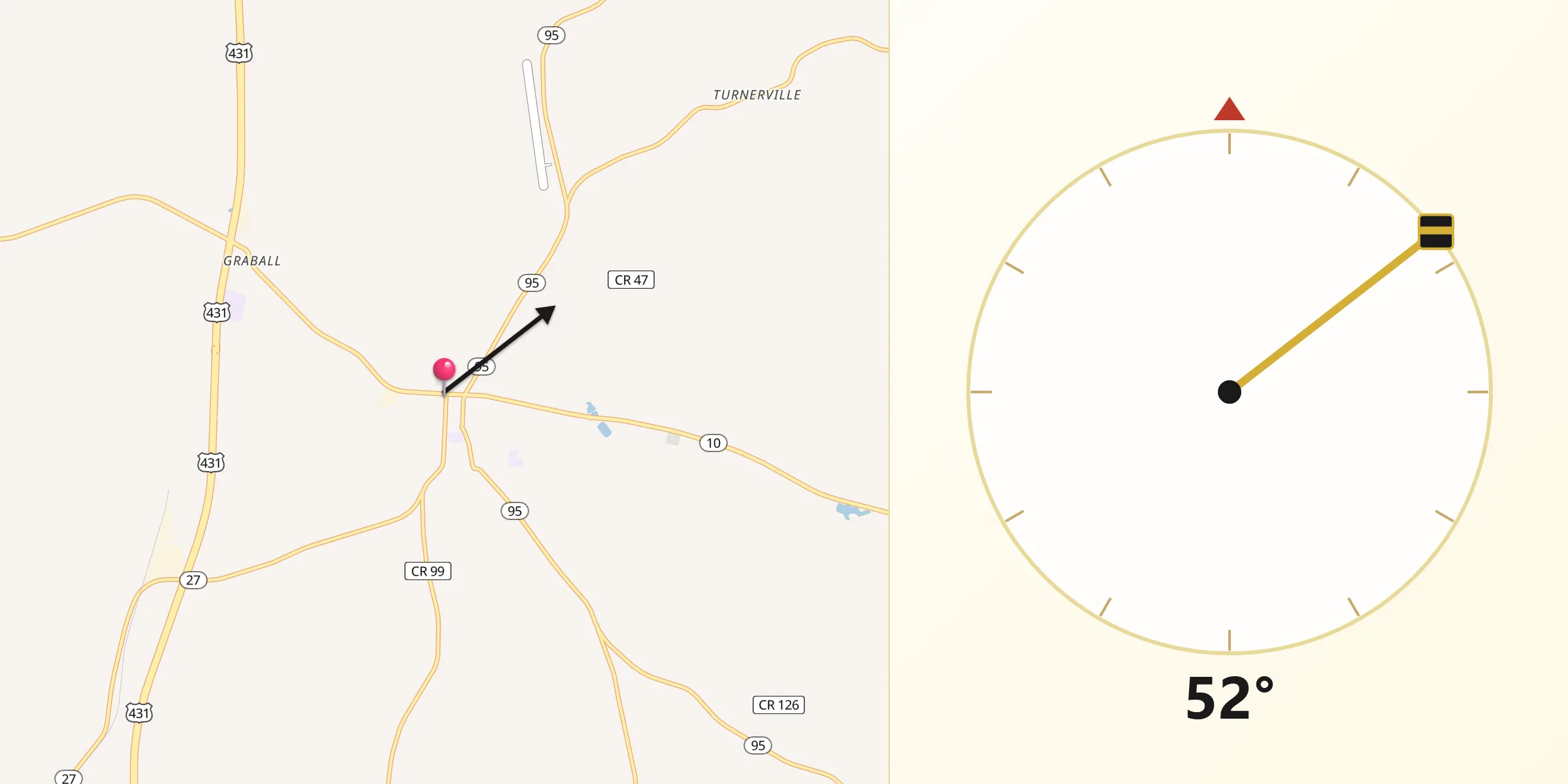 Qibla Direction from Abbeville