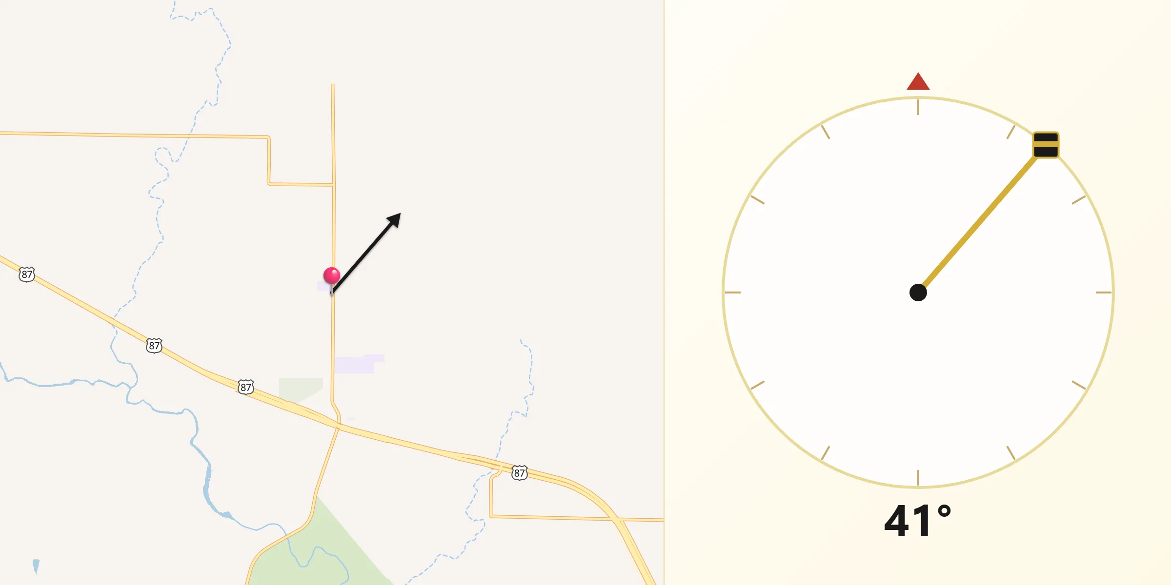 Qibla Direction from Grape Creek