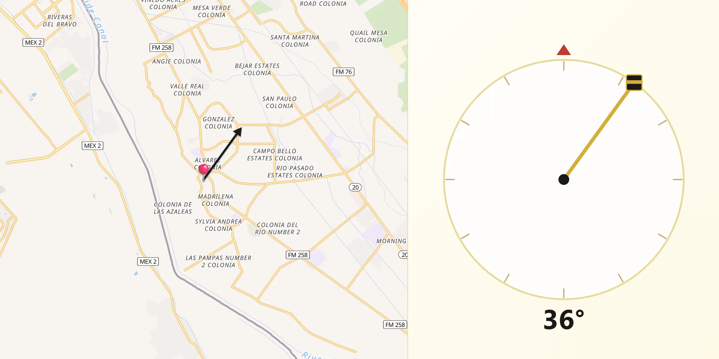Qibla Direction from San Elizario