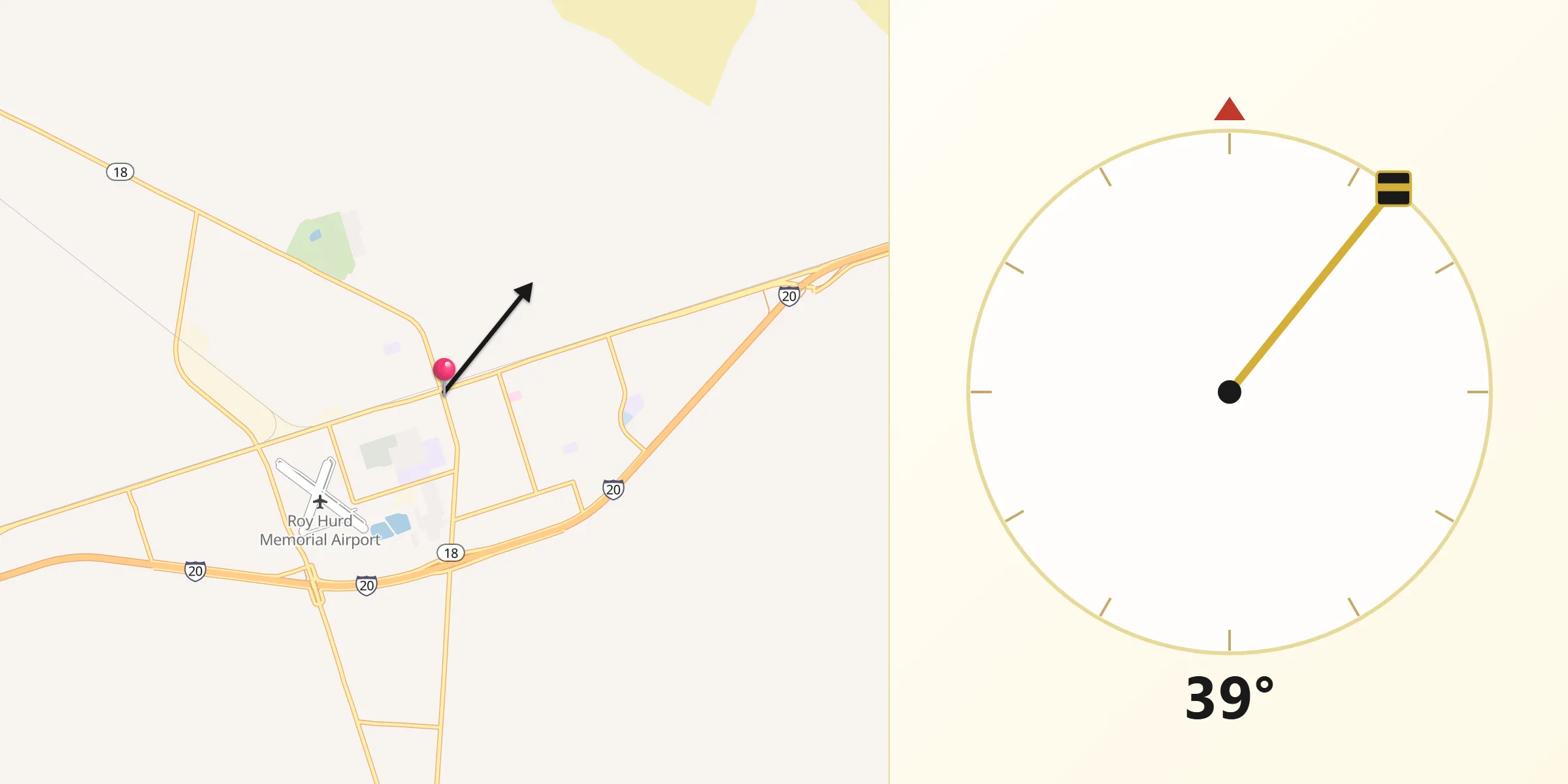 Qibla Direction from Monahans