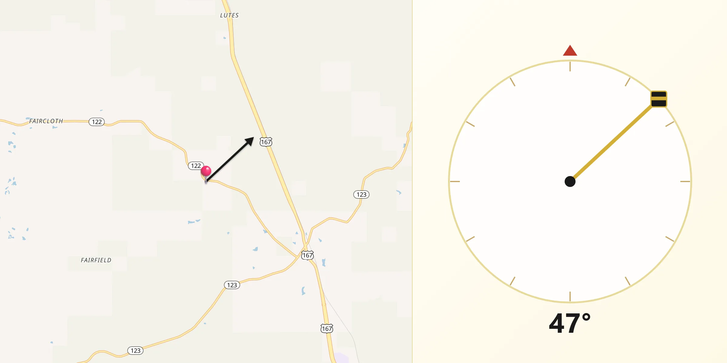 Qibla Direction from Grant Parish