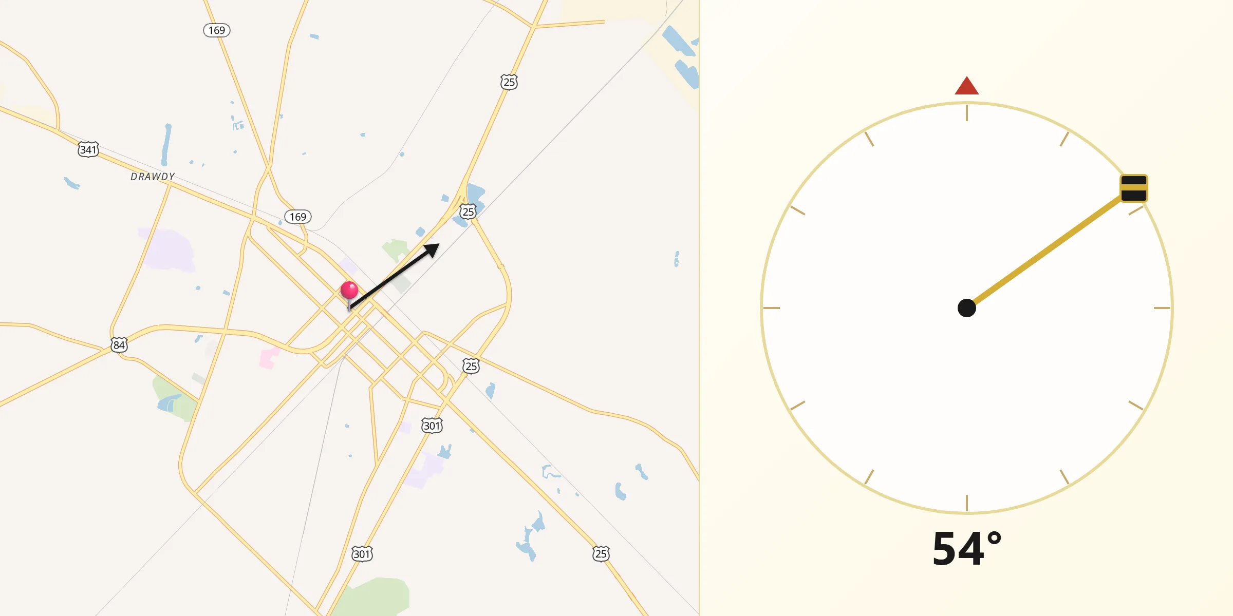 Qibla Direction from Jesup