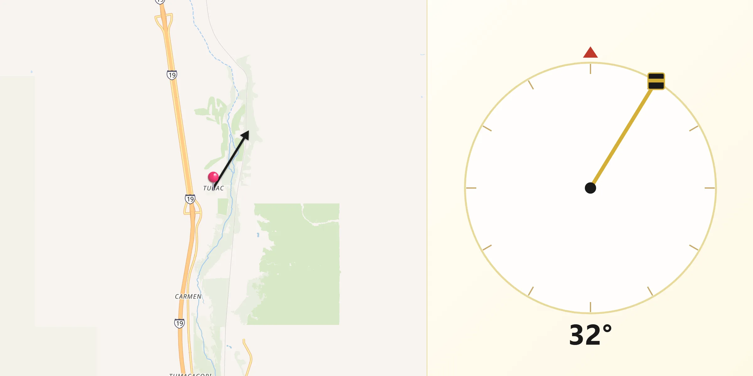 Qibla Direction from Tubac