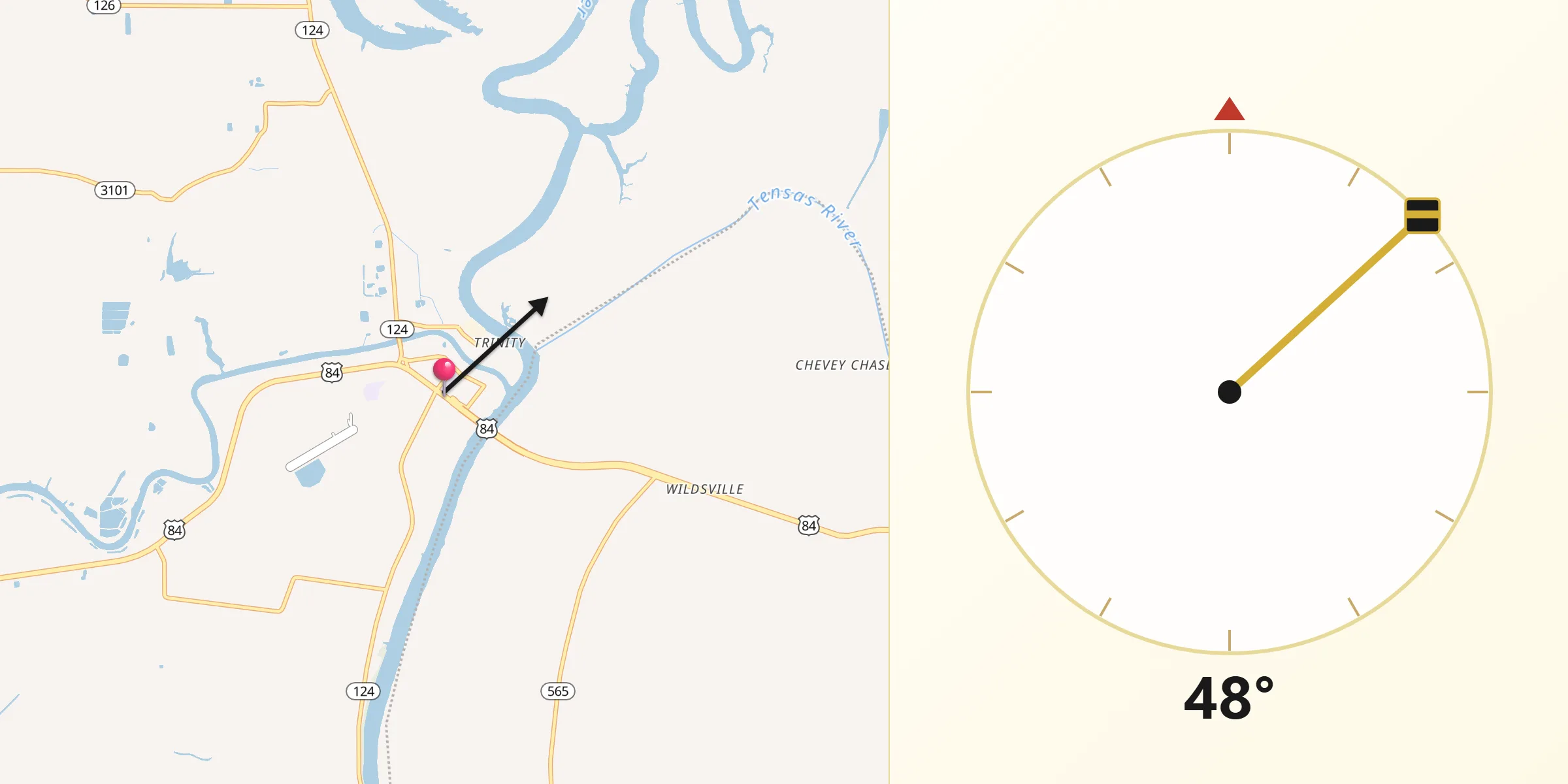 Qibla Direction from Jonesville