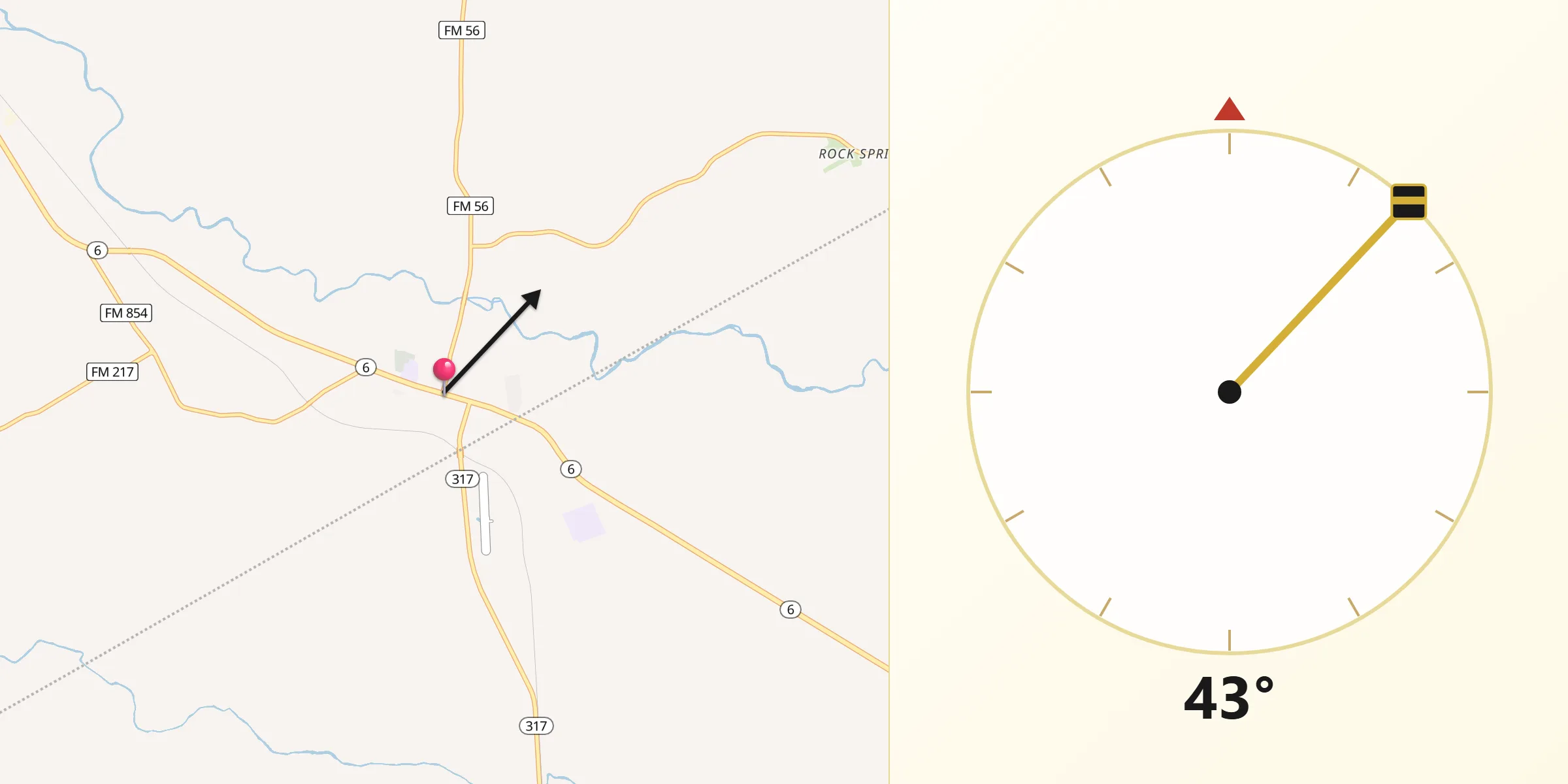 Qibla Direction from Valley Mills