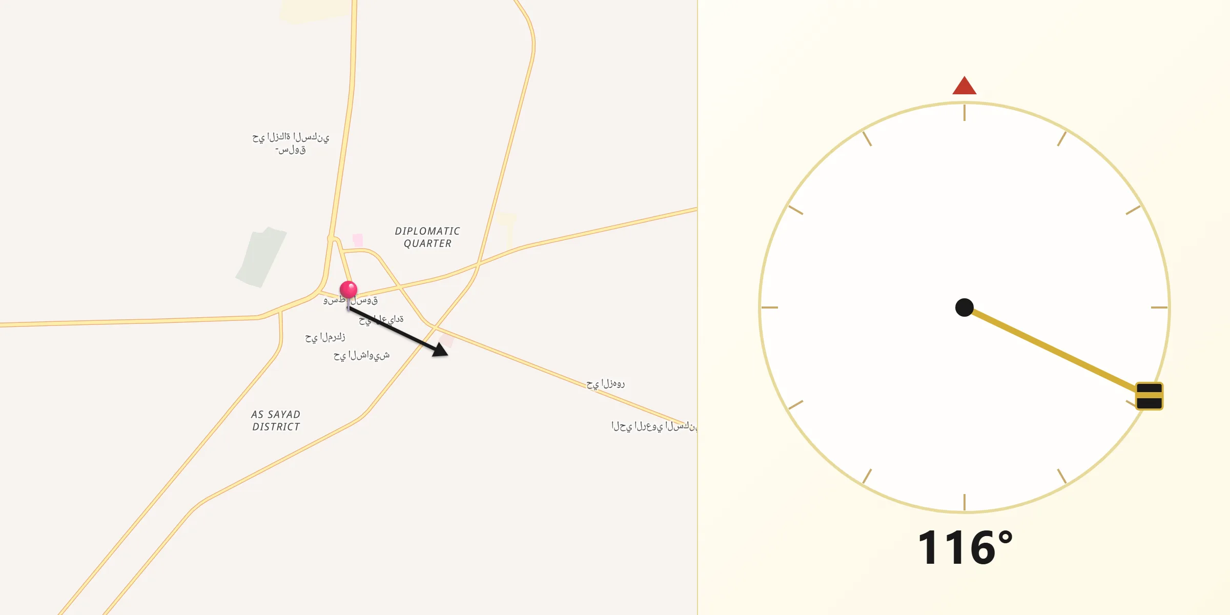 اتجاه القبلة من قرية سلوق