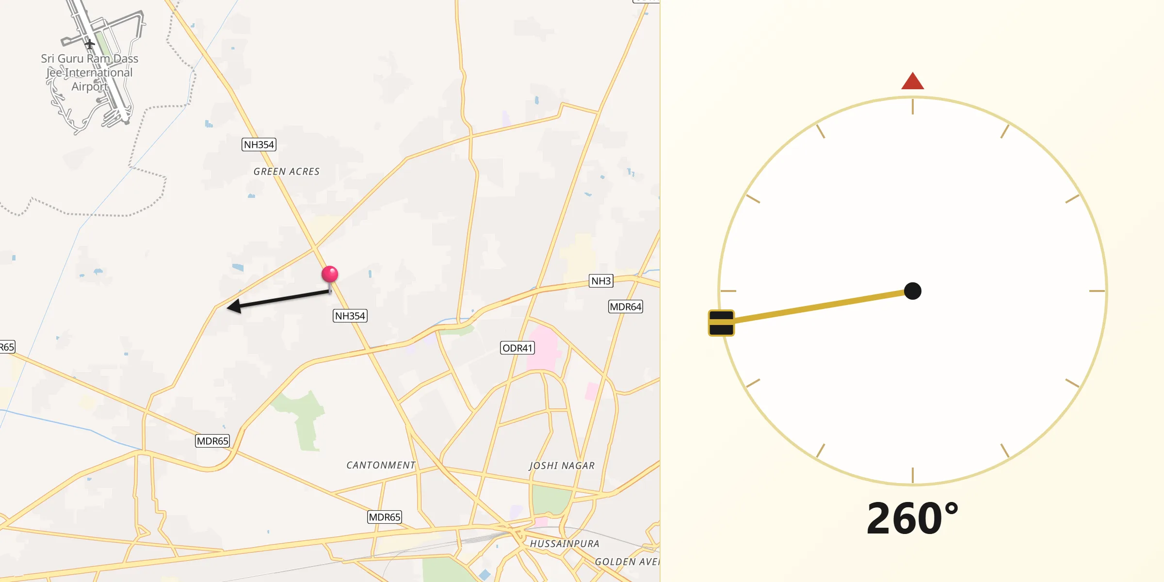 Qibla Direction from Amritsar