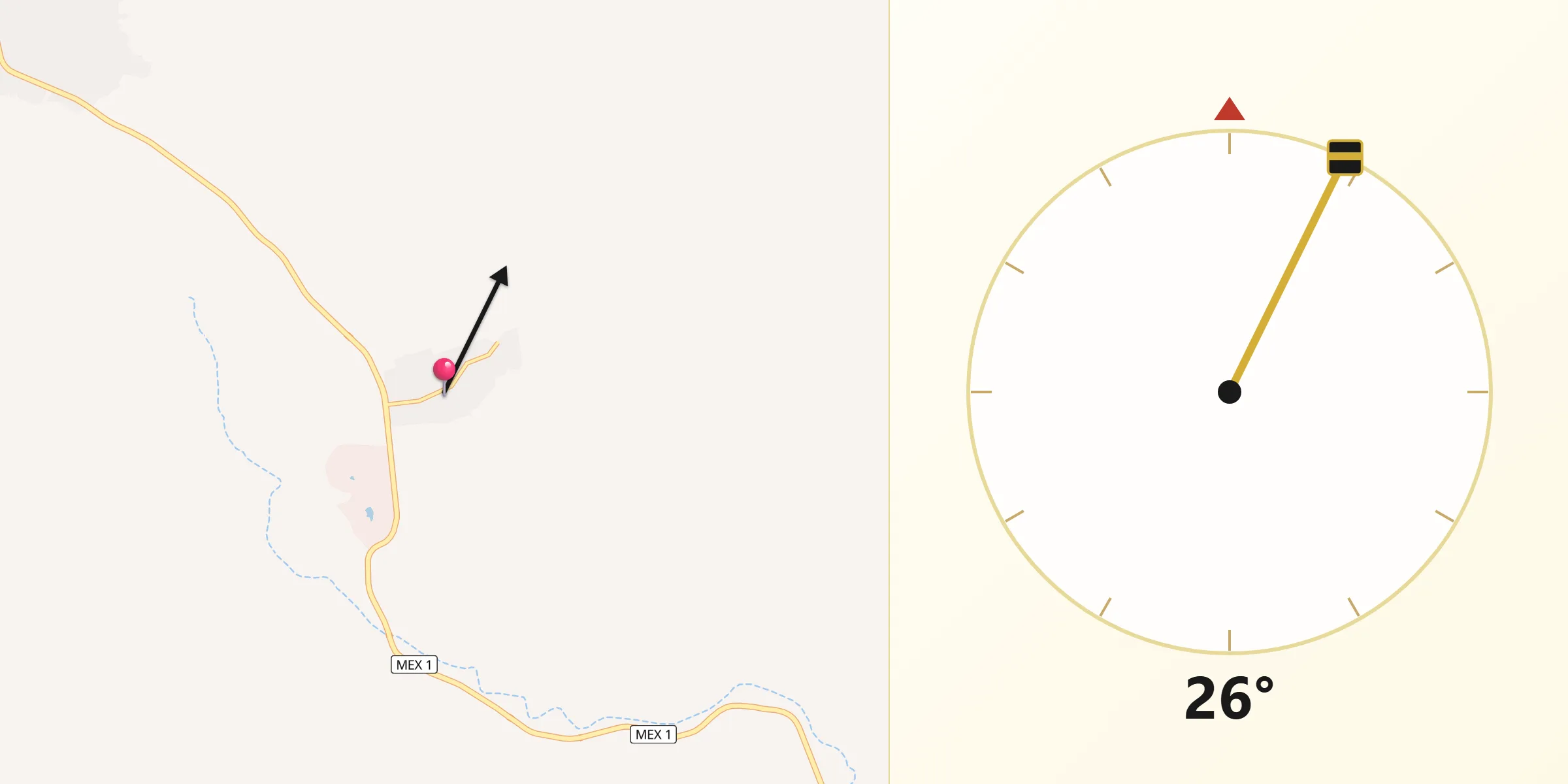 Dirección de la Qibla desde Benito García (El Zorrillo)