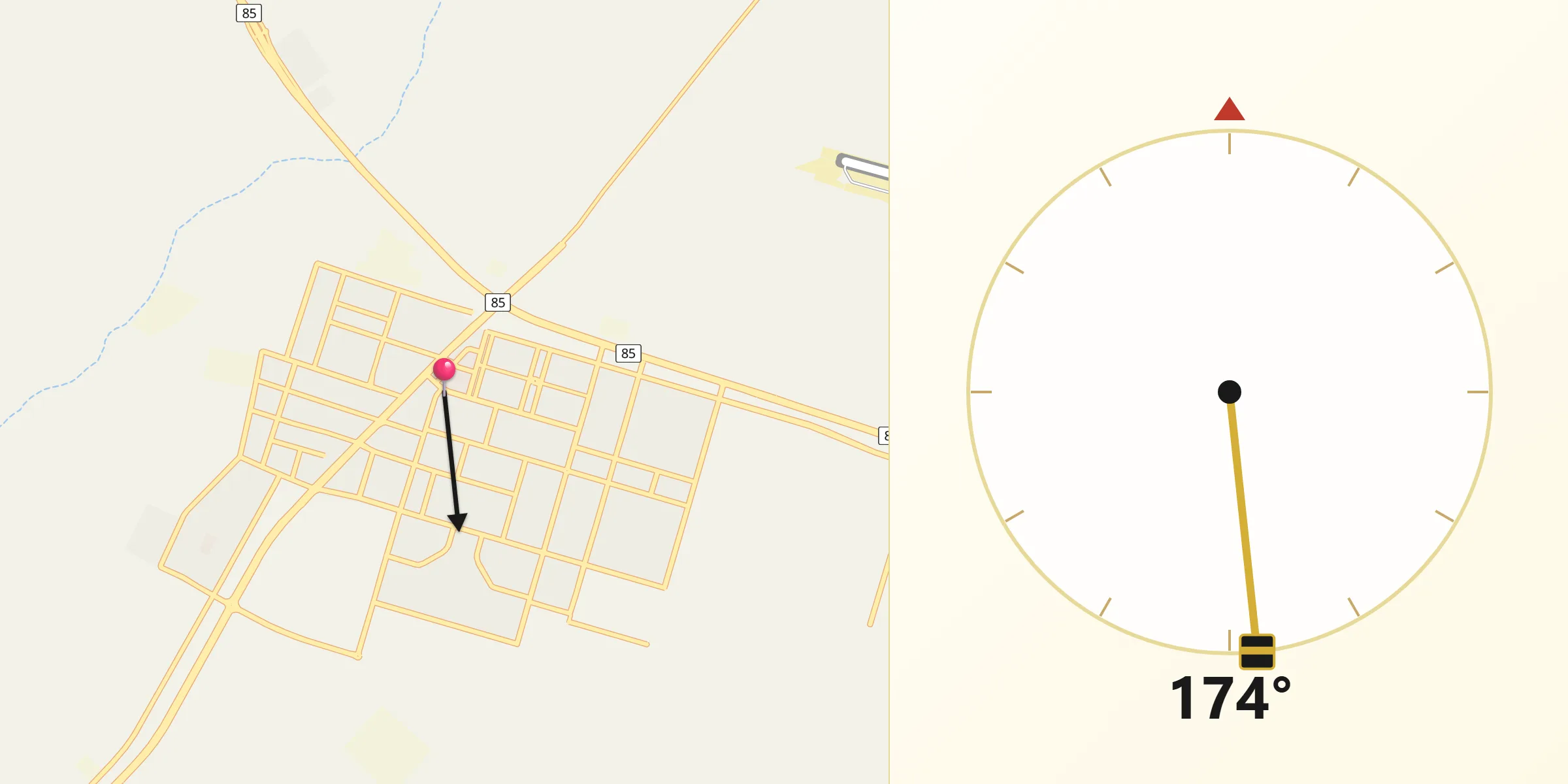 Direction vers la Qibla depuis Turaif