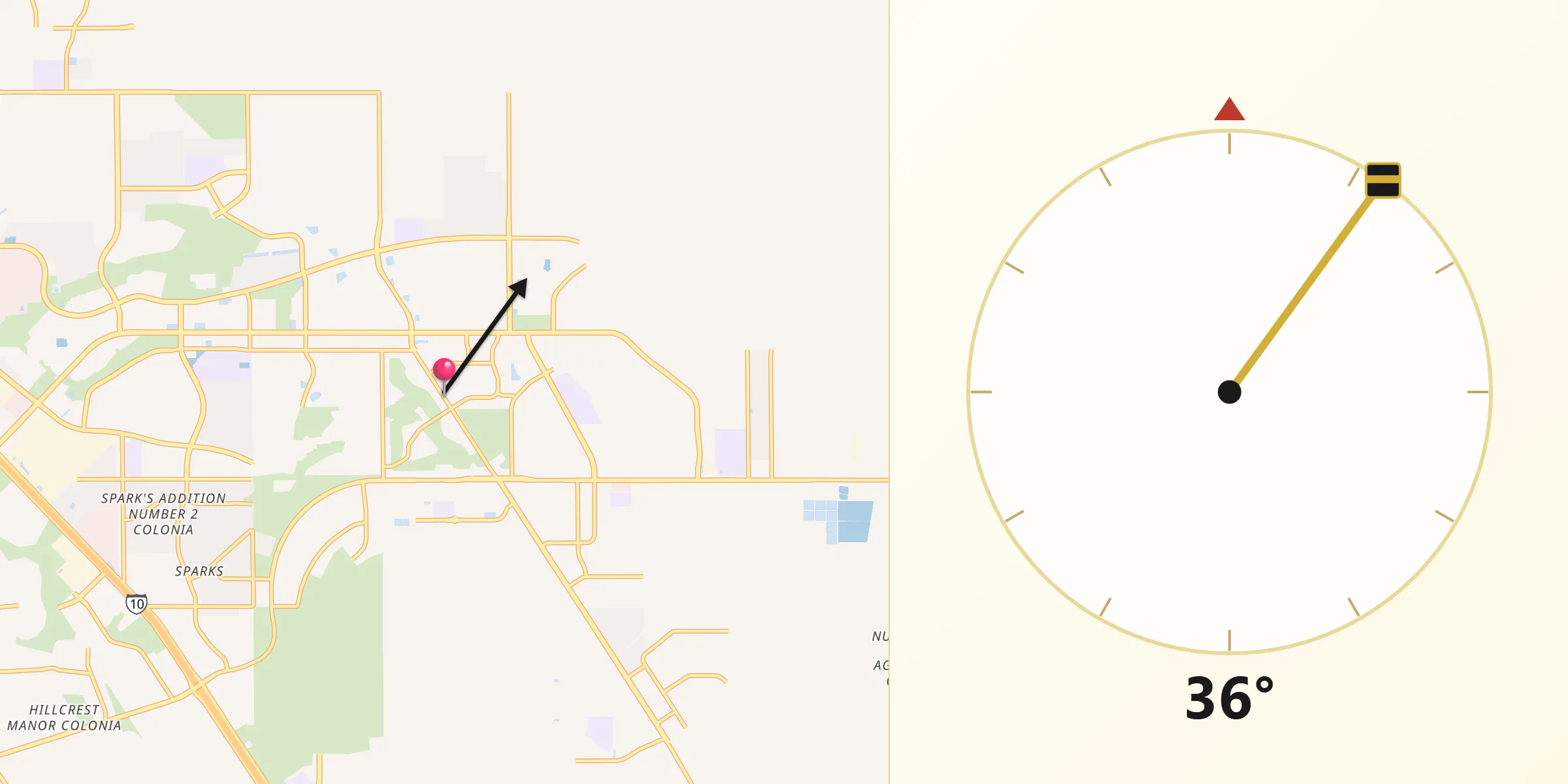 Qibla Direction from Horizon City
