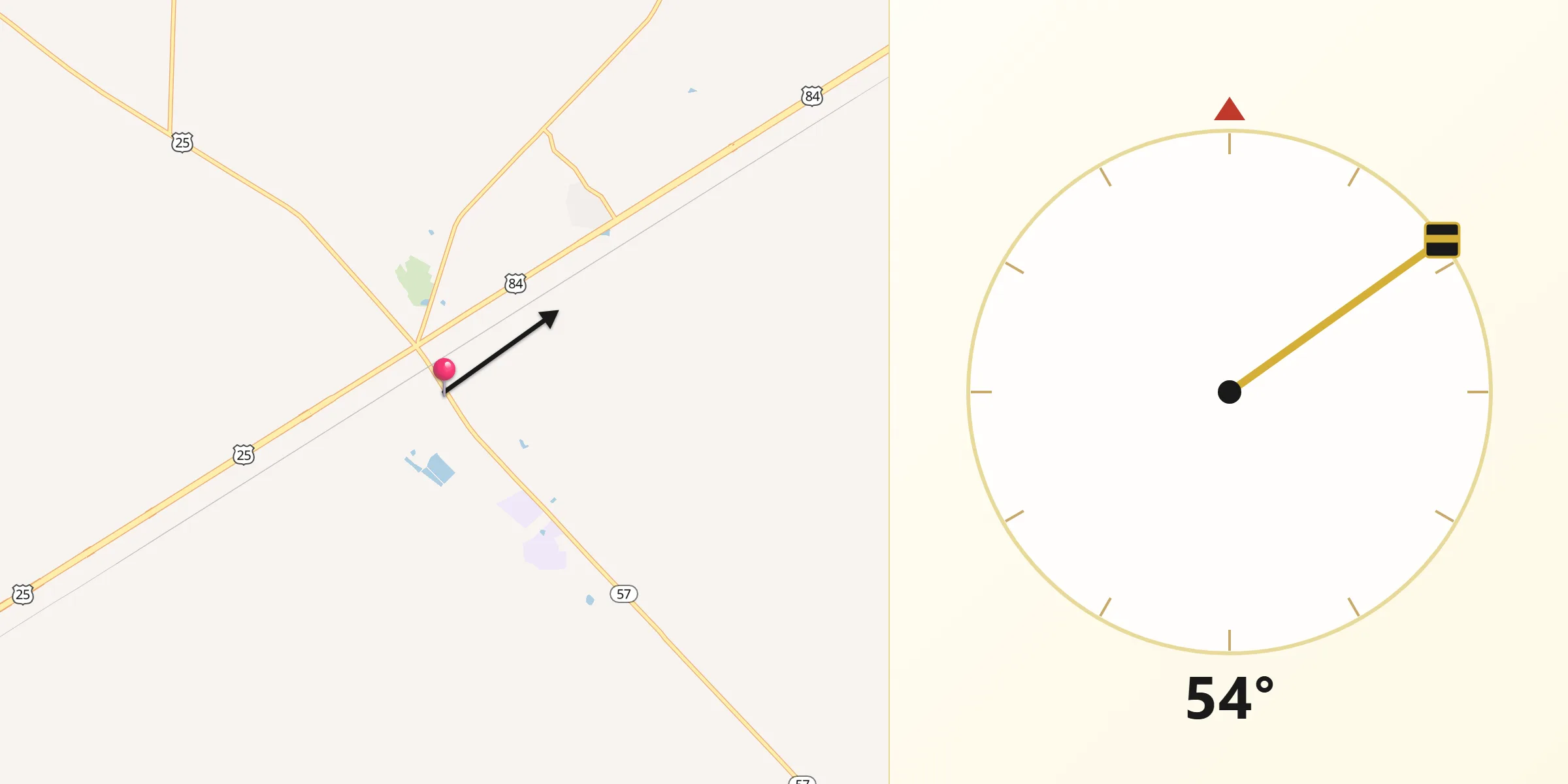 Qibla Direction from Ludowici