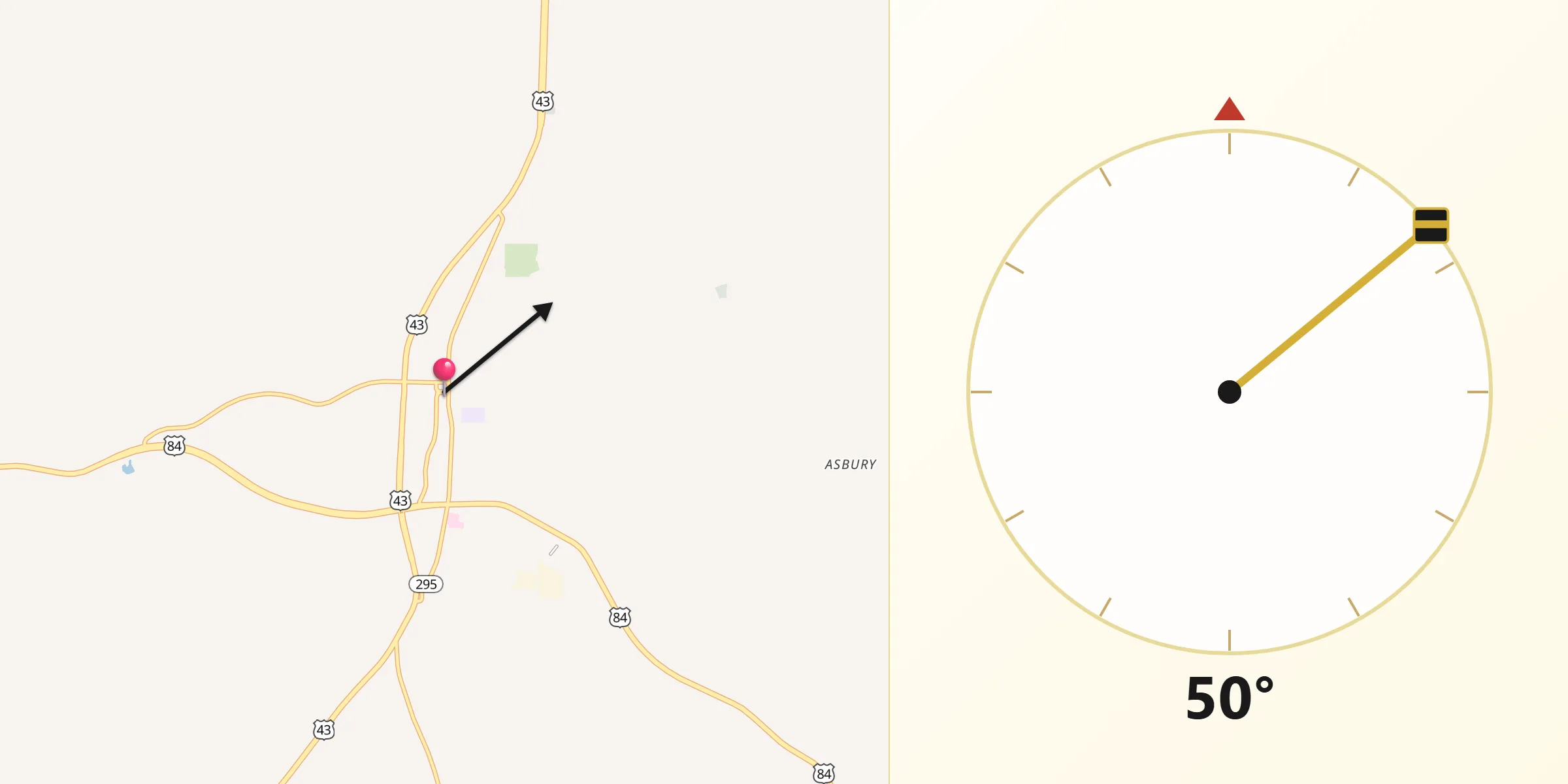 Qibla Direction from Grove Hill