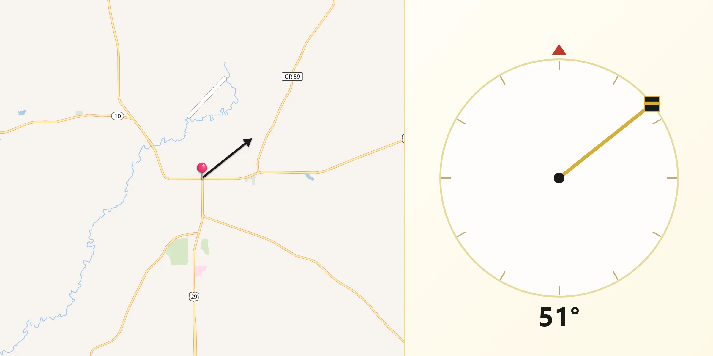 Qibla Direction from Luverne