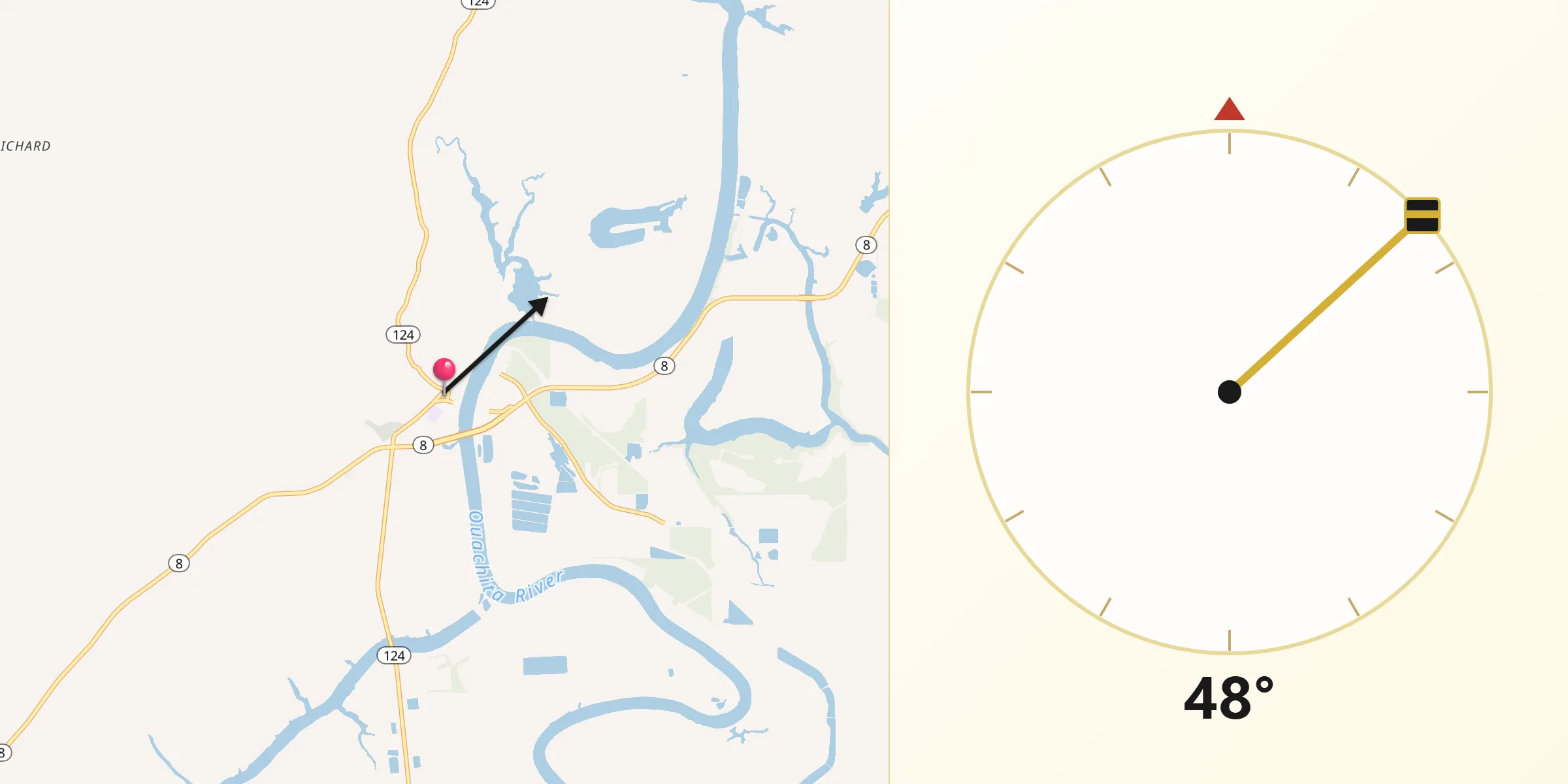 Qibla Direction from Harrisonburg