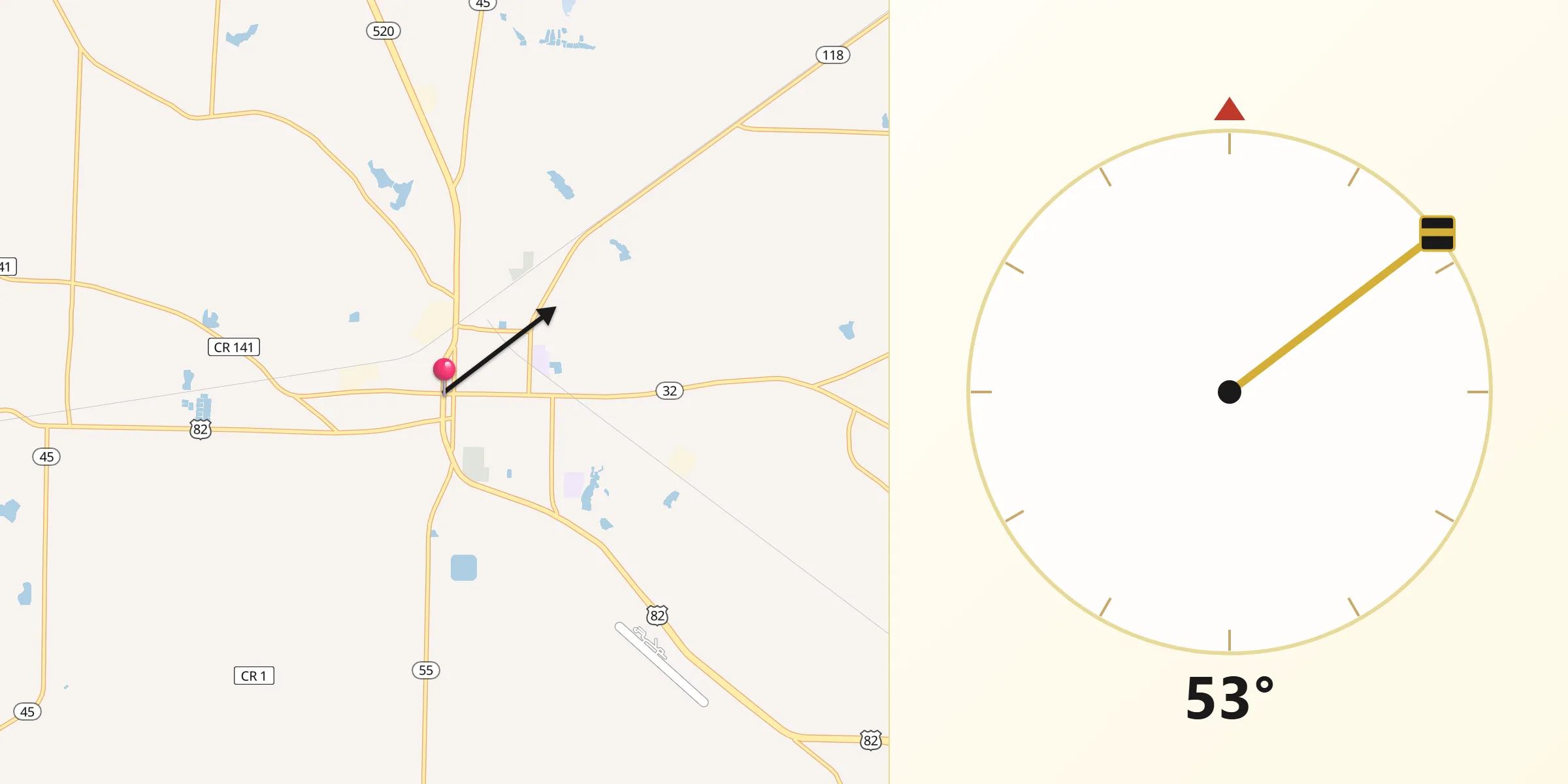 Qibla Direction from Dawson